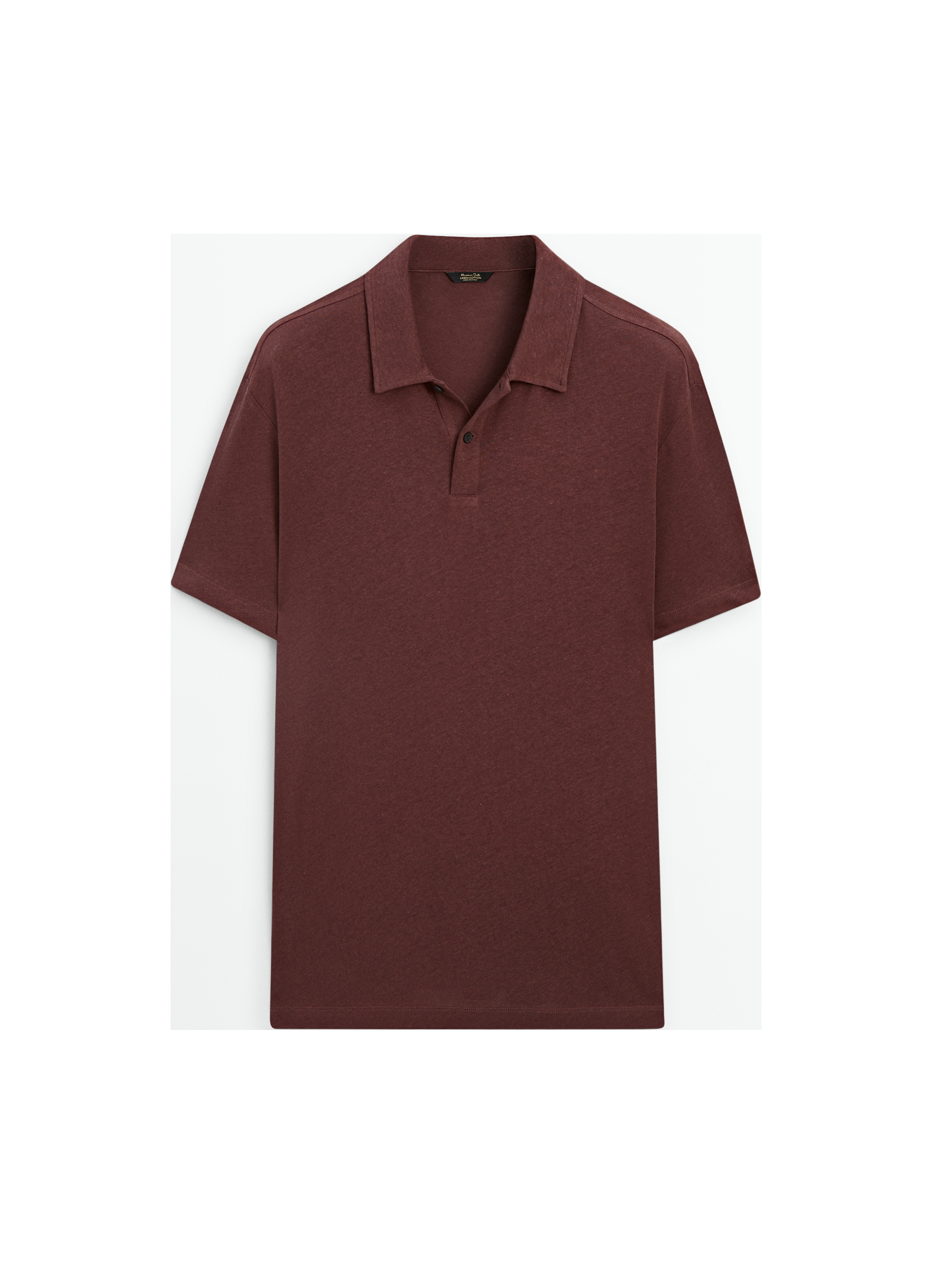 Keten karışımlı kısa kollu polo yaka t-shirt_6