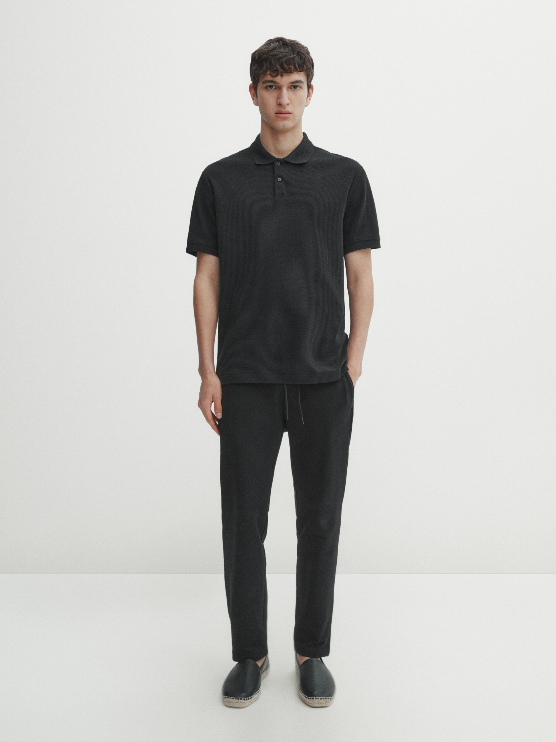 Cotton jogger fit trousers Black Polo Shirts And T shirts Massimo Dutti