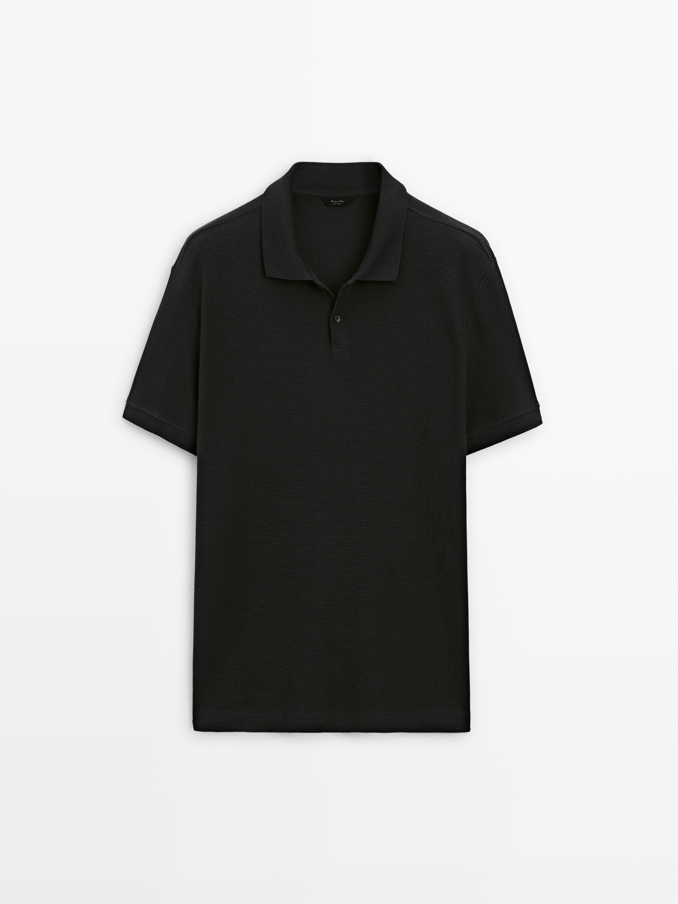 Short sleeve textured cotton polo shirt_5