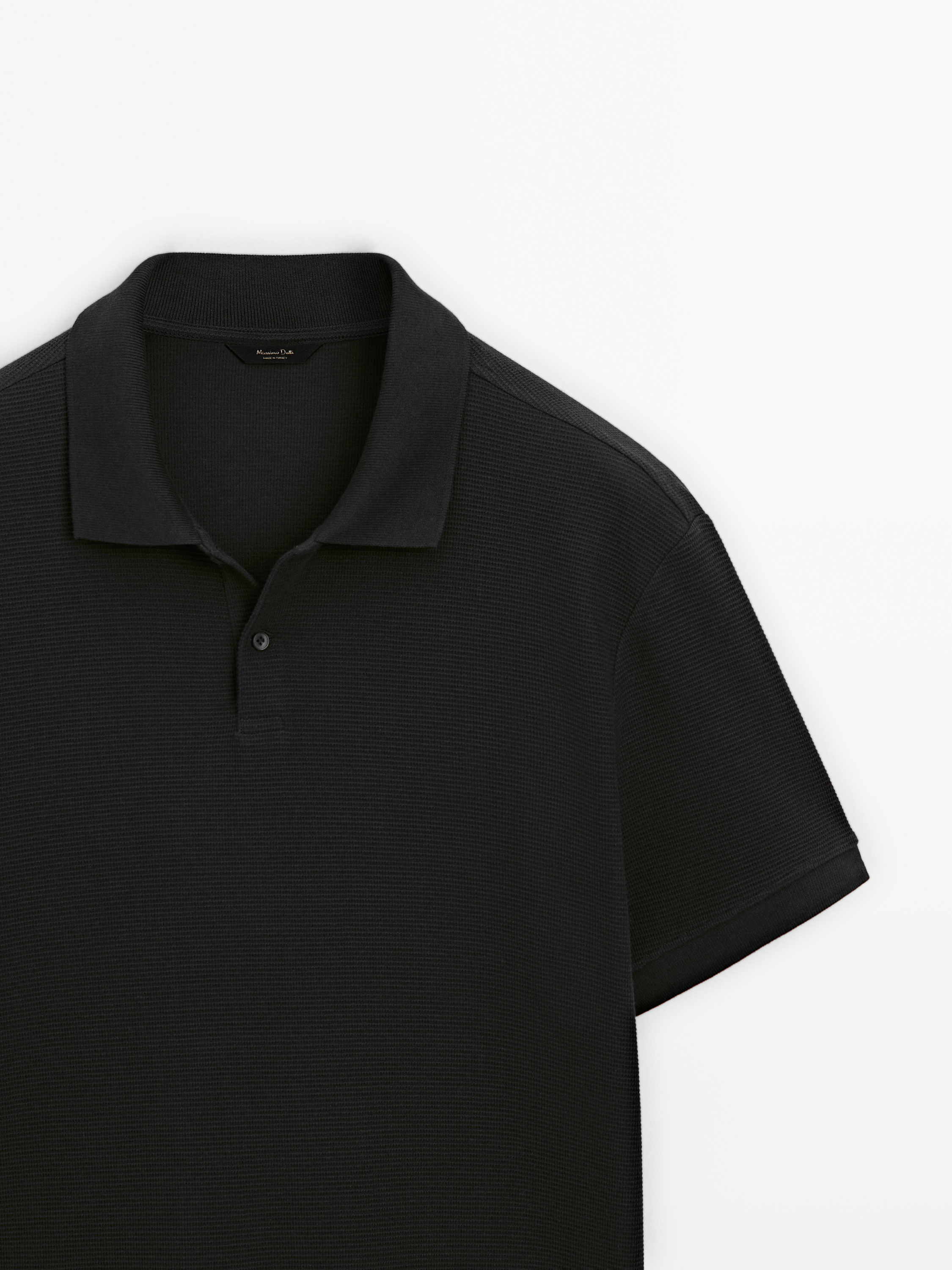 Short sleeve textured cotton polo shirt_7