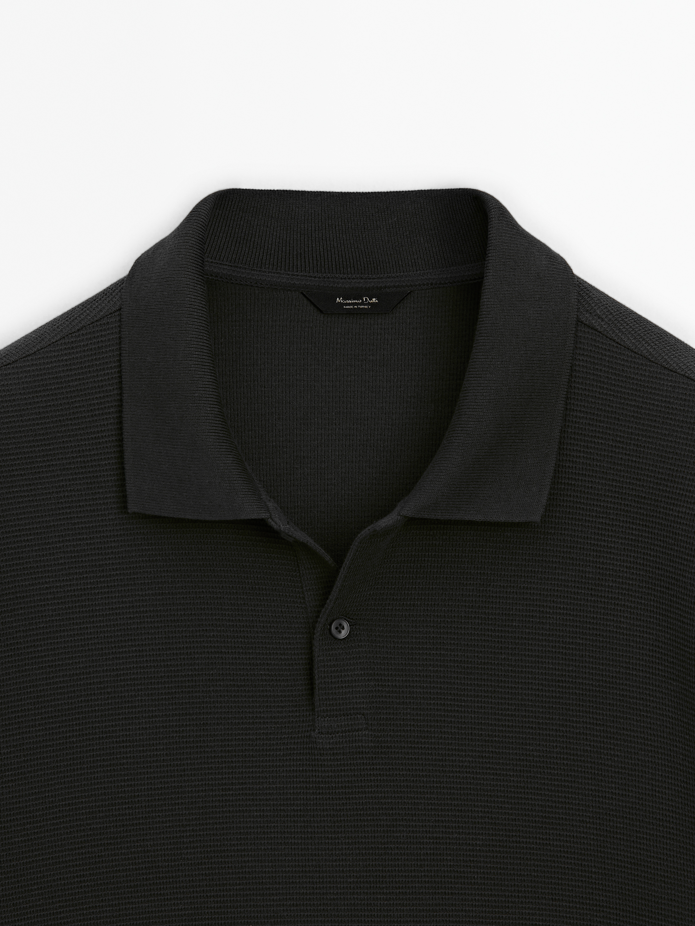 Short sleeve textured cotton polo shirt_9