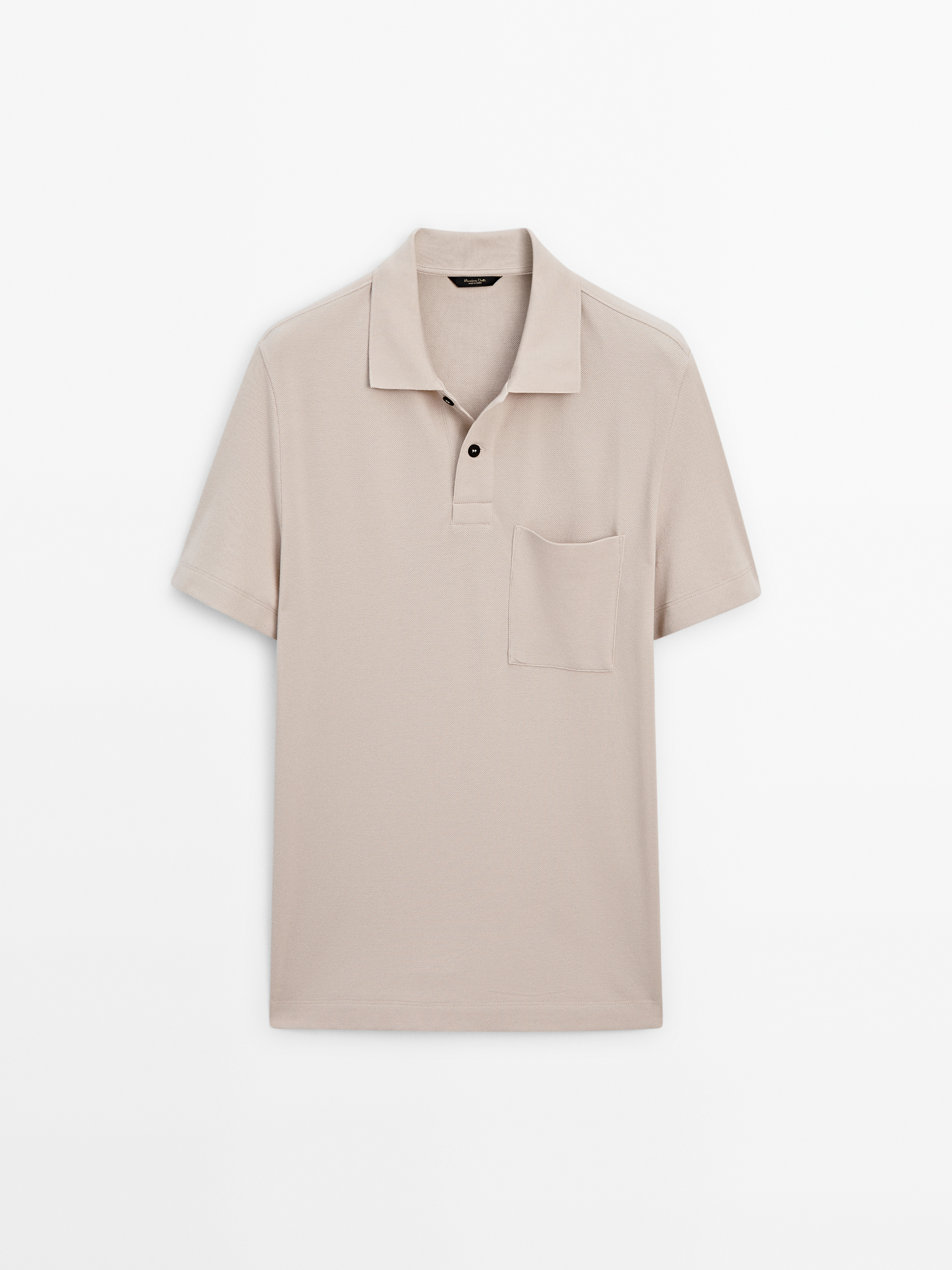 Cep detaylı dokulu pamuklu polo t-shirt_2