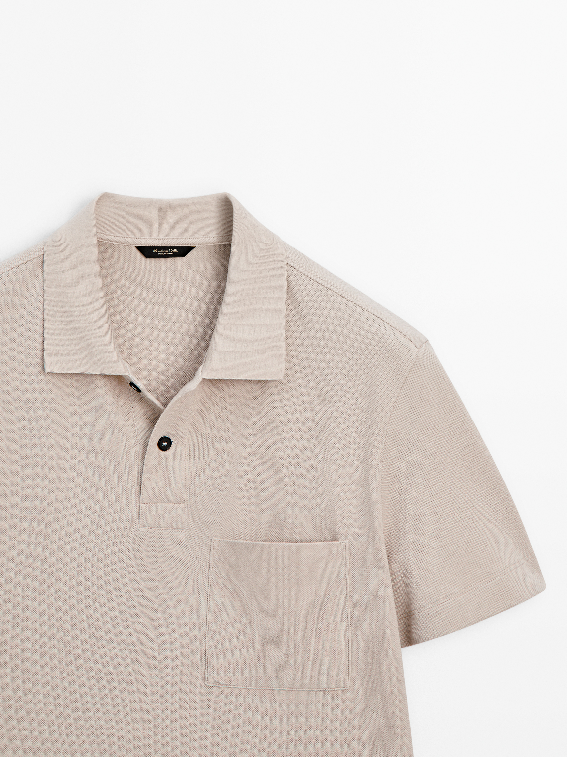 Textured cotton polo shirt with pocket detail_7