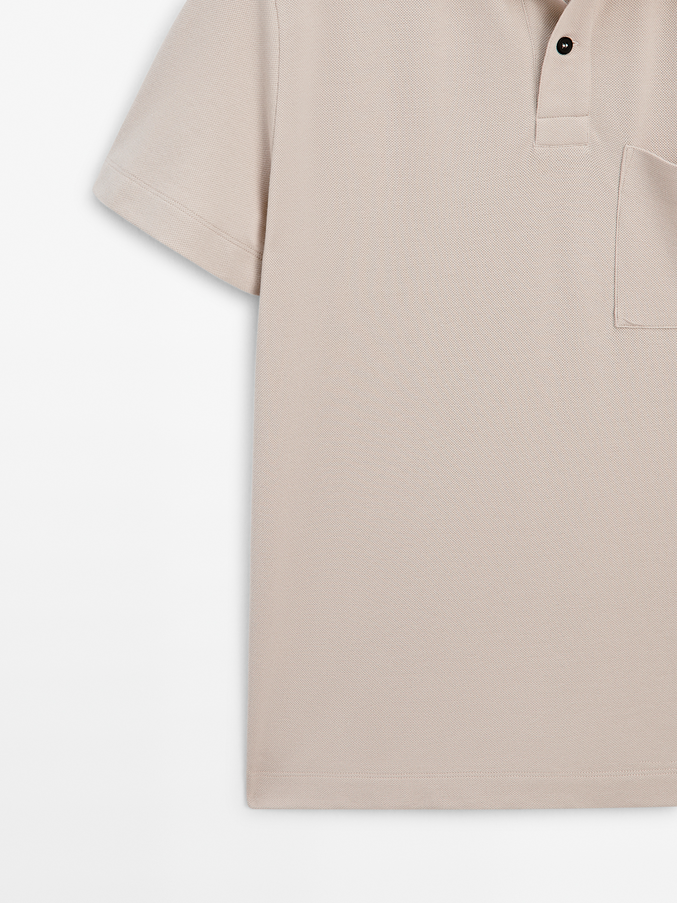 Textured cotton polo shirt with pocket detail_5