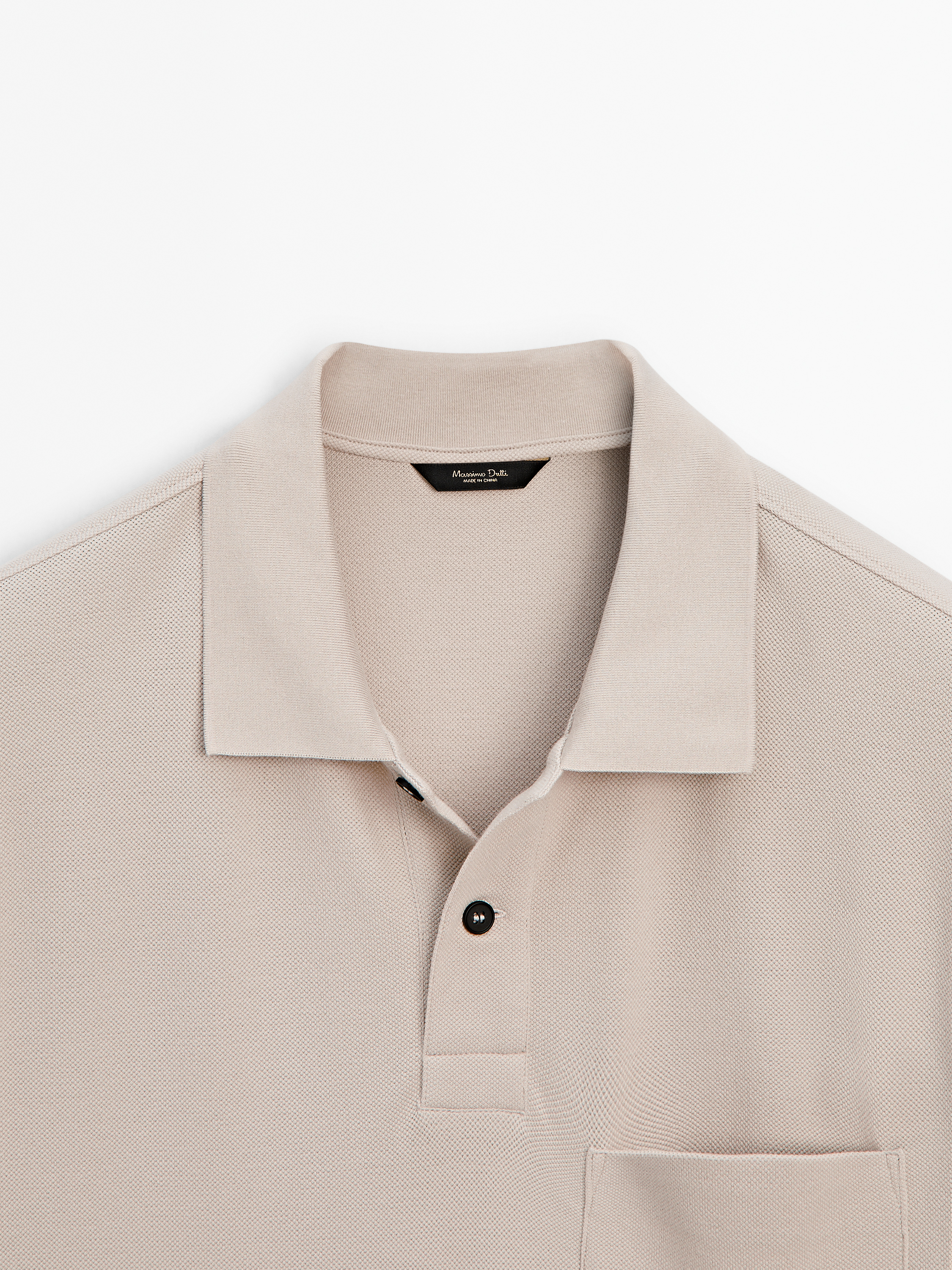 Textured cotton polo shirt with pocket detail_6