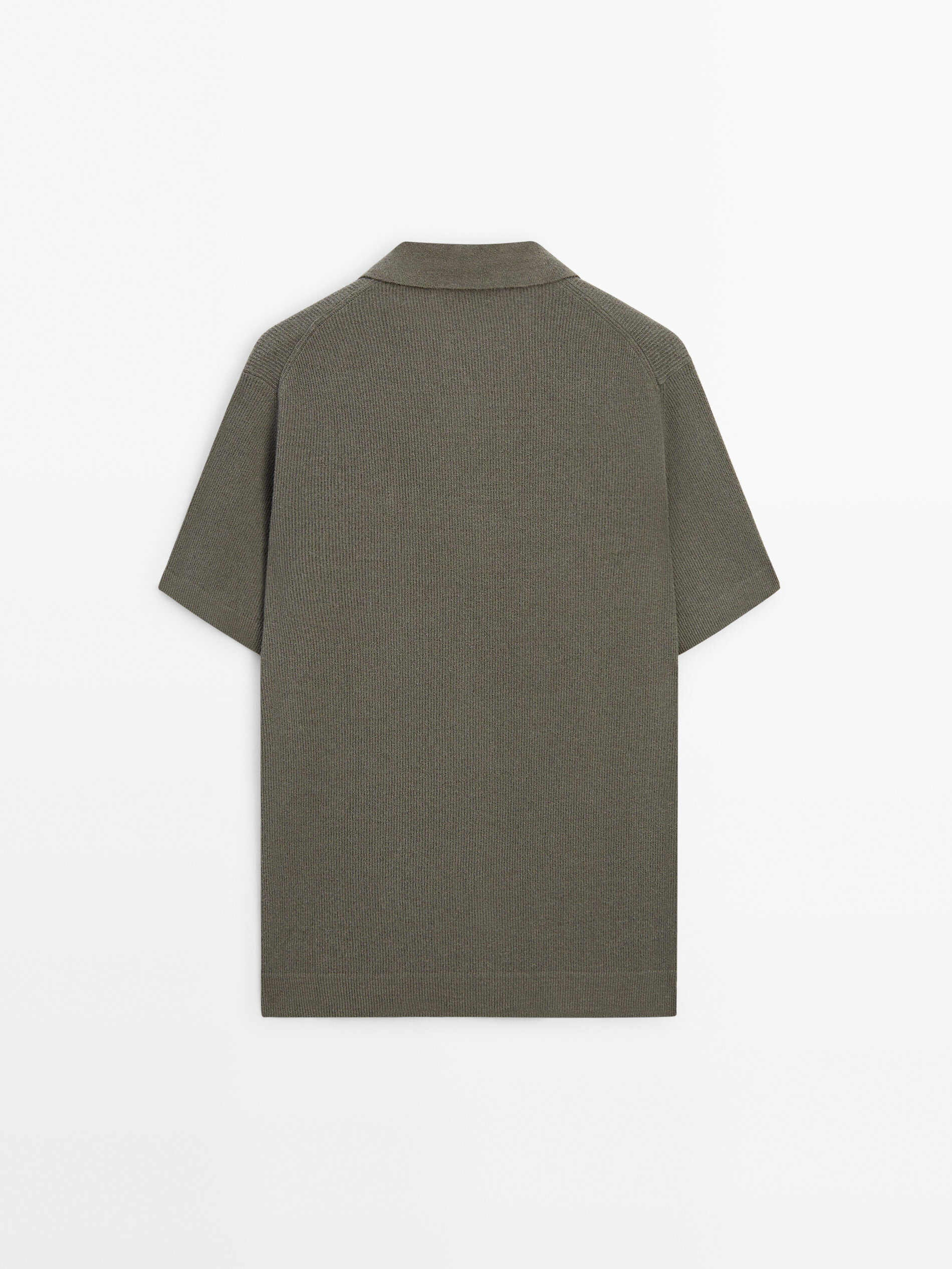 Short Sleeve Knit Cardigan with Buttons - Khaki - XL - Massimo Dutti - male