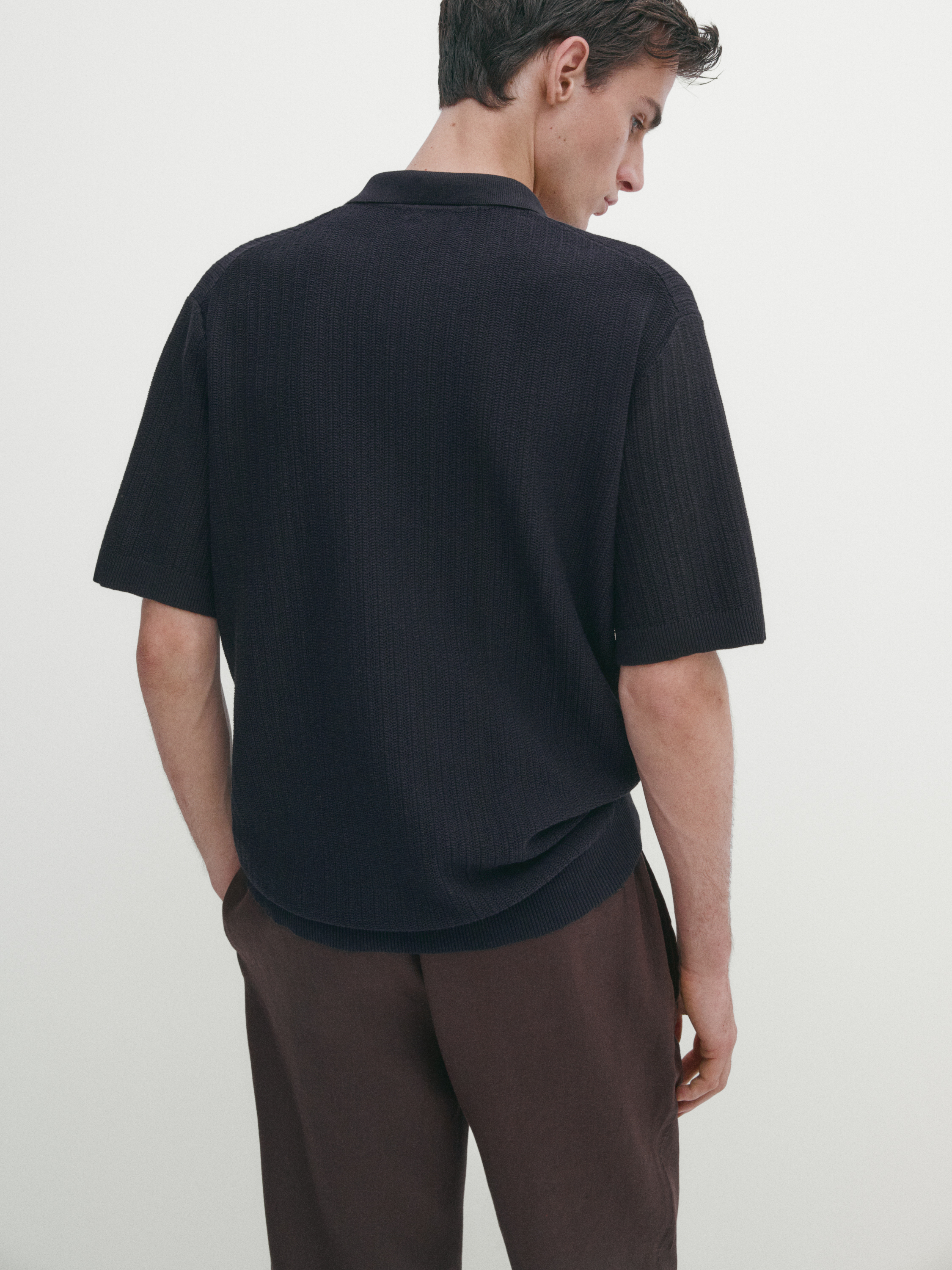 Kumaş detaylı triko polo t-shirt_2