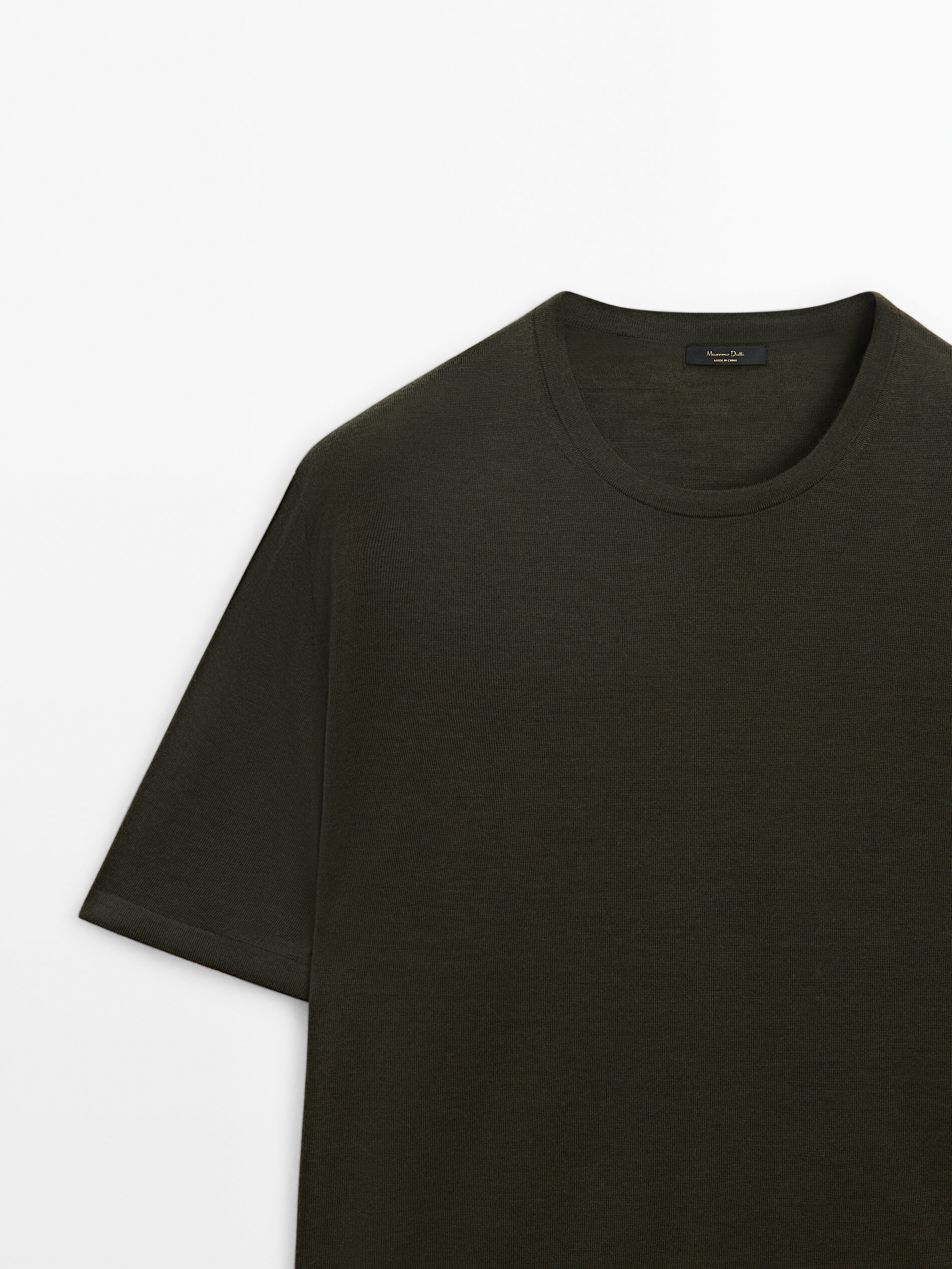 Felt texture knit T-shirt · Dark Khaki, Navy Blue, Black, Dark 
