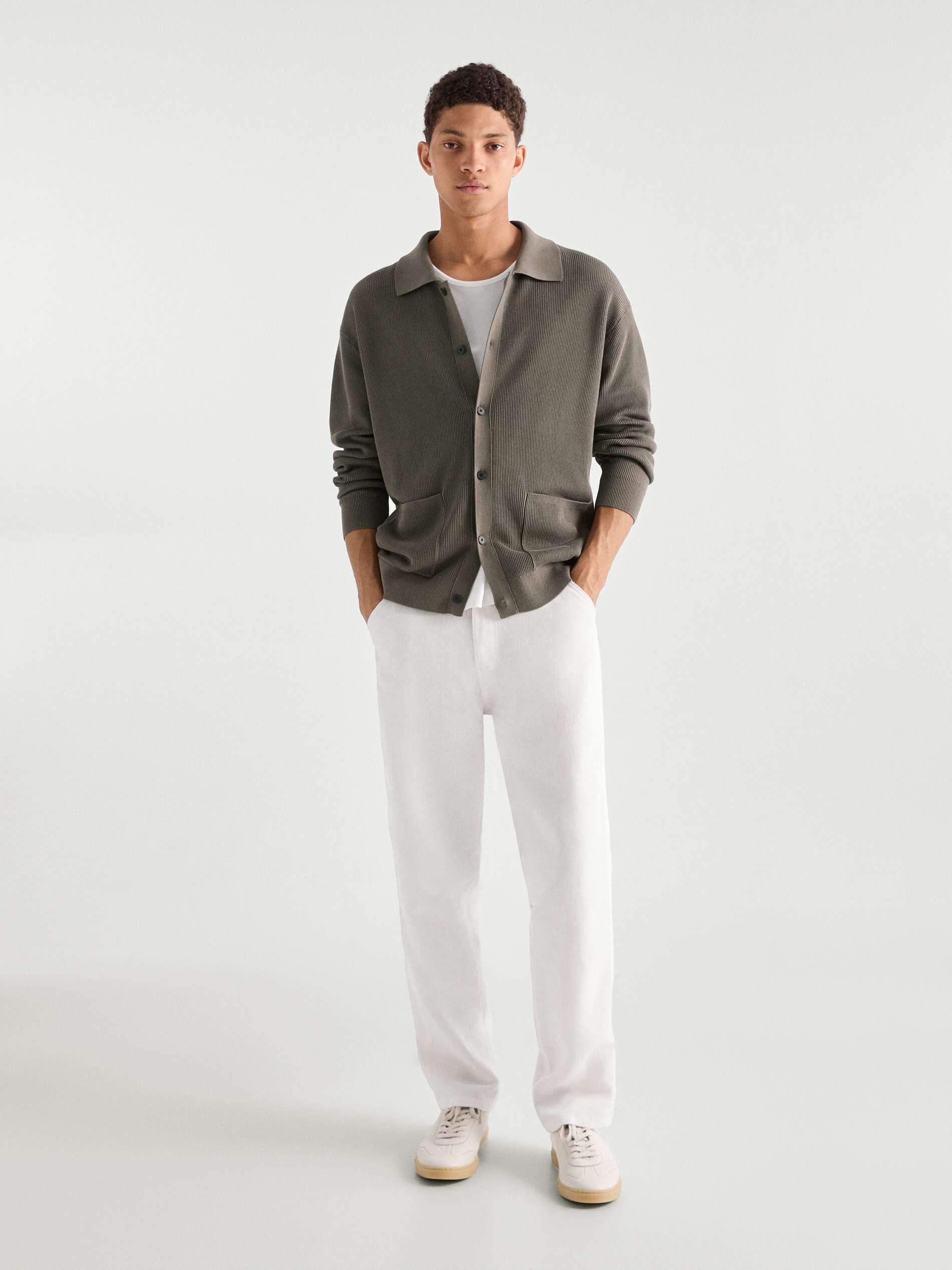 Shop Massimo Dutti Rippenstrick-cardigan Aus Reiner Baumwolle In Multicolor