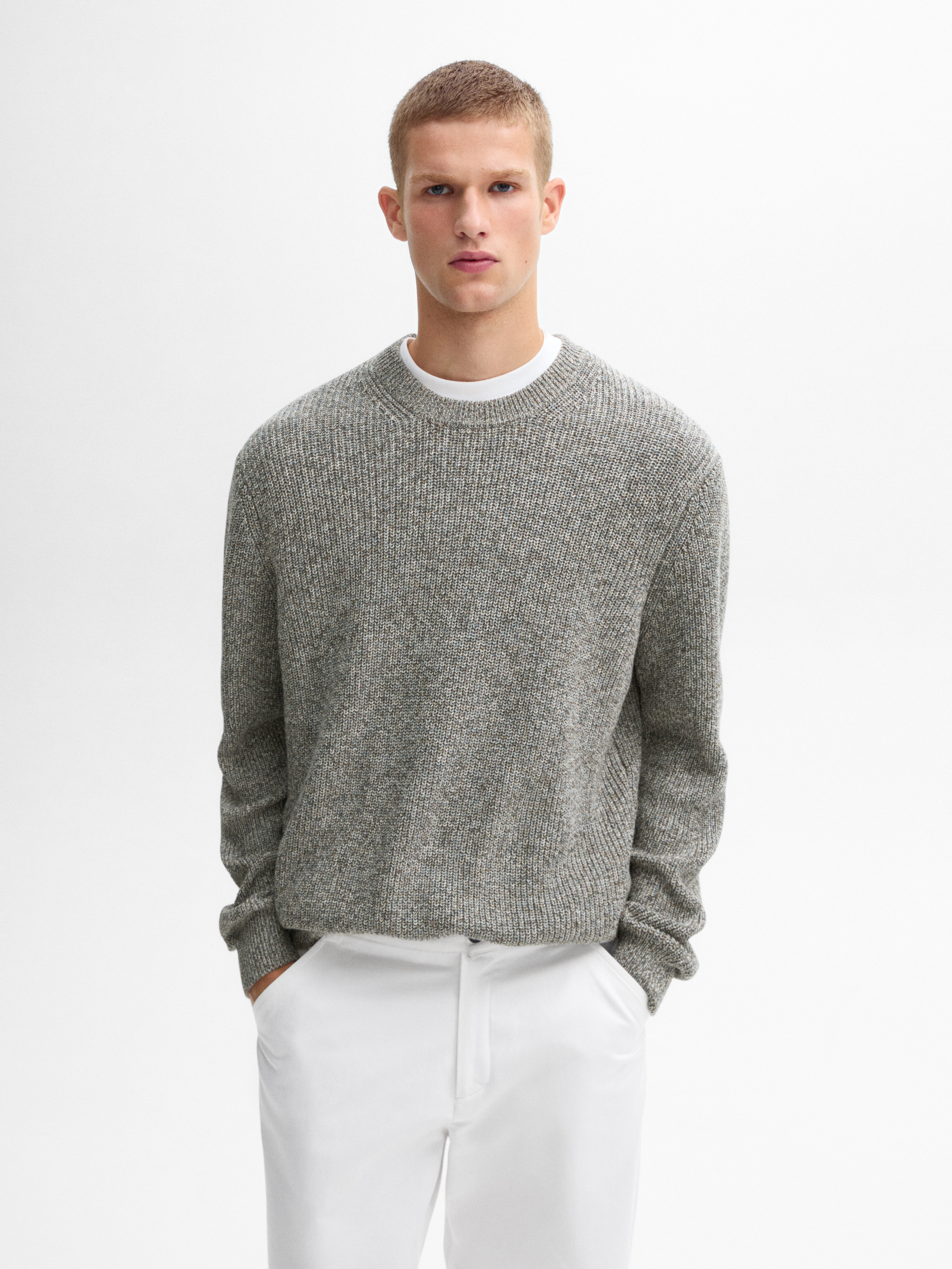 Cotton mouliné knitted jumper_0