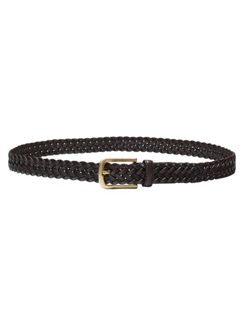 Braided leather belt Brown Black Accessories Massimo Dutti