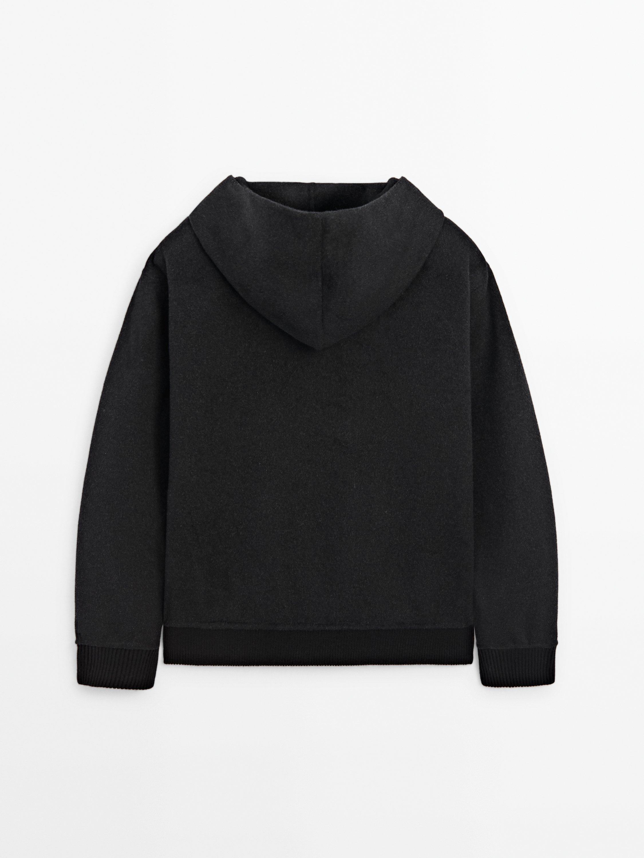 Yün karışımlı astar detaylı kapüşonlu sweatshirt_2