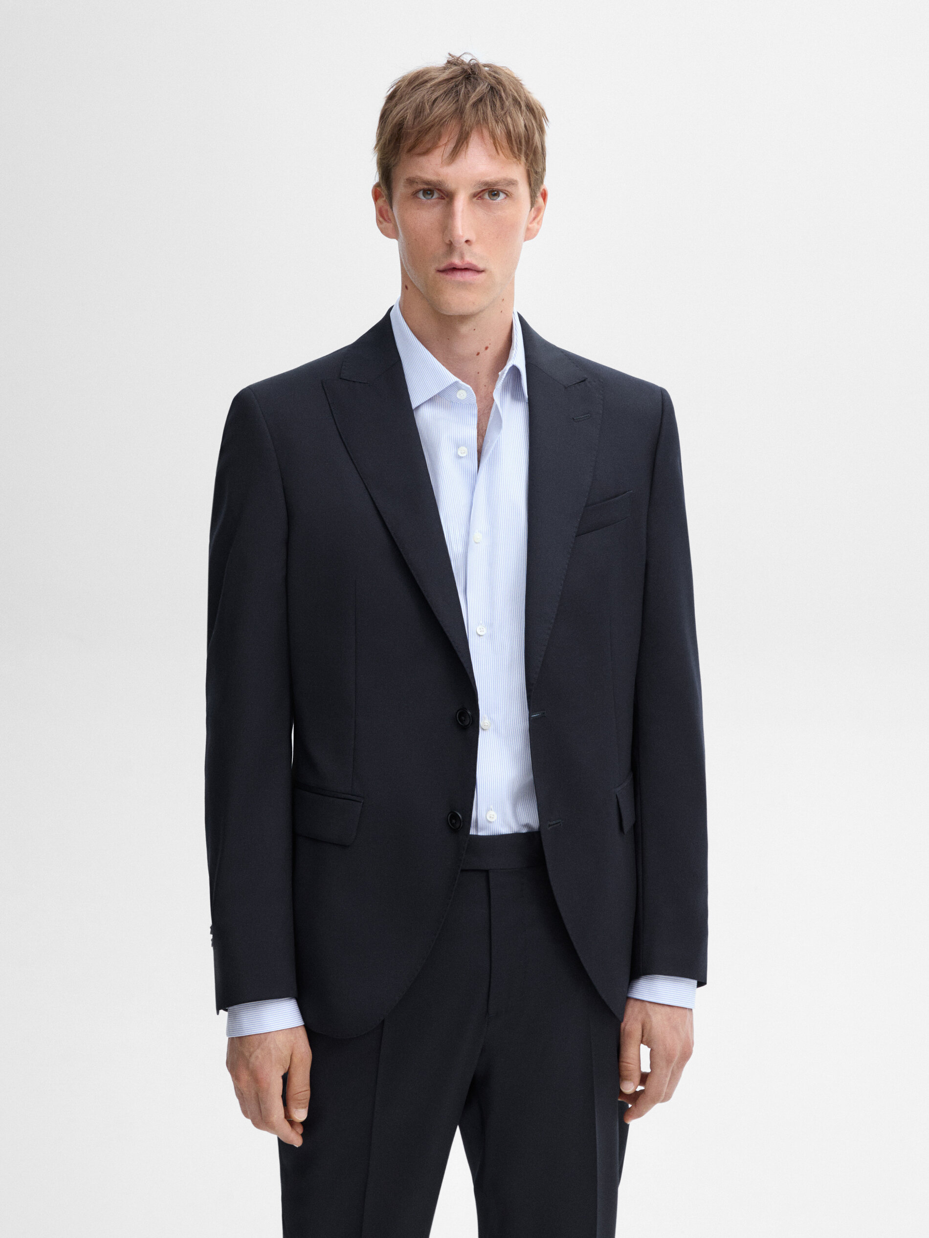 Plain wool suit blazer · Navy Blue, Grey · Dressy | Massimo Dutti