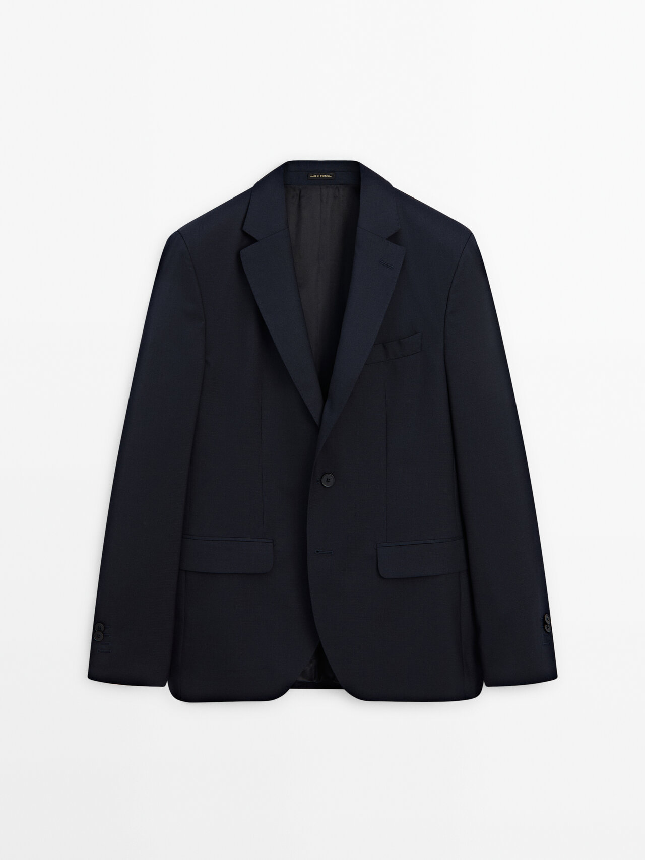 Shop Massimo Dutti Blazer Aus Wollgemisch In Falschem Uni In Marineblau