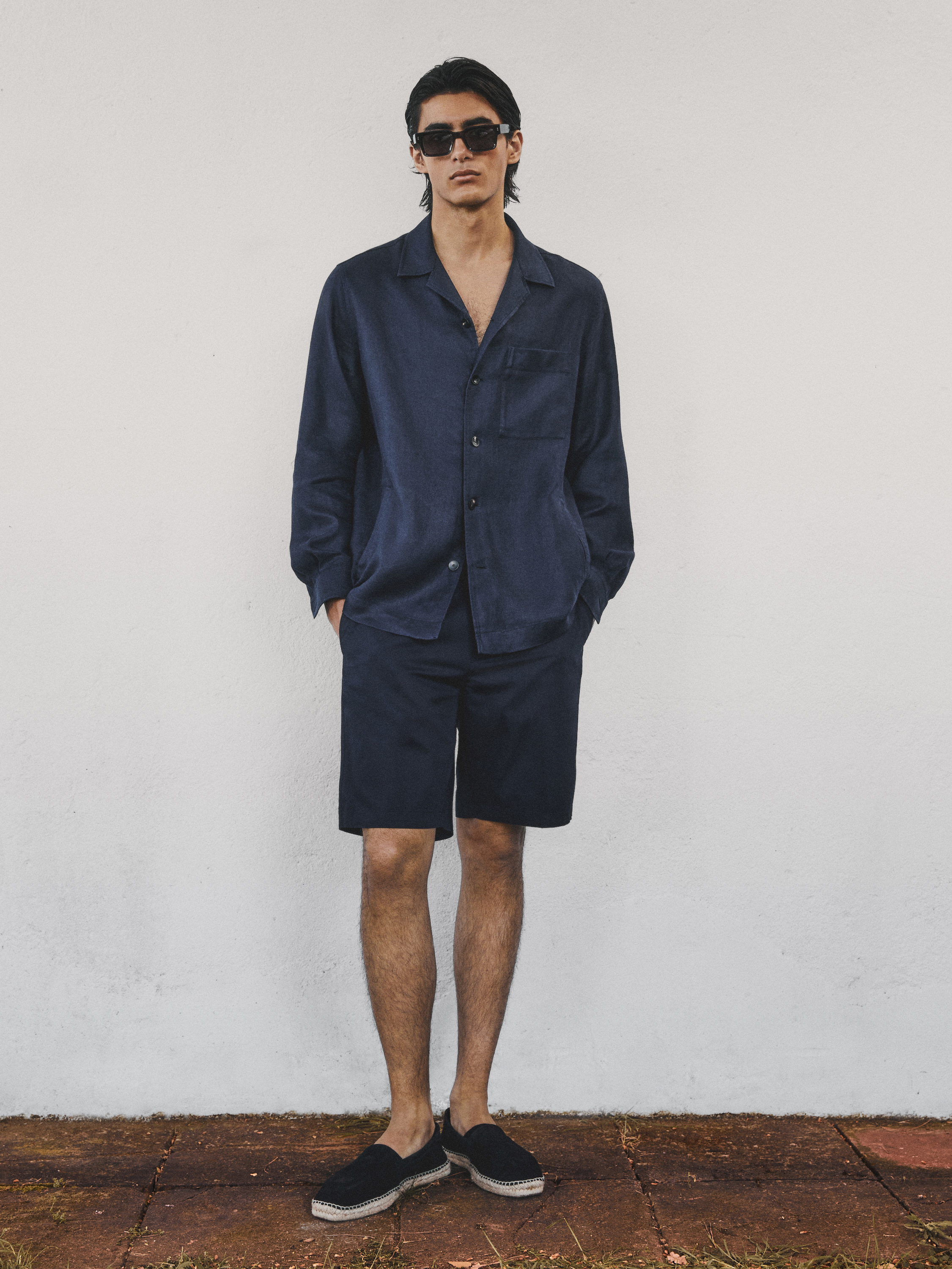 %100 keten jogger fit bermuda şort