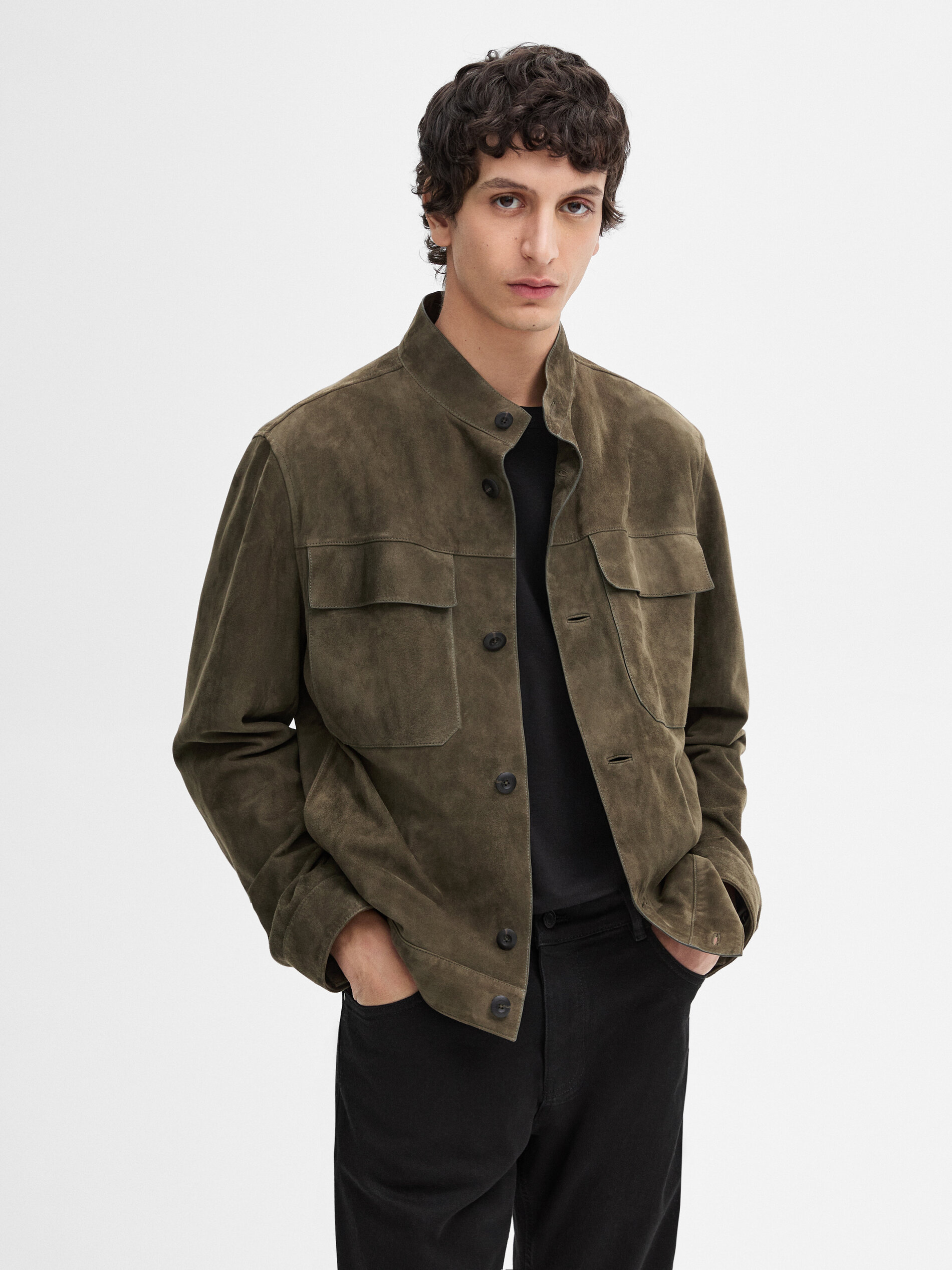 Jacke Wildleder Knöpfe · Khaki · Röcke | Massimo Dutti