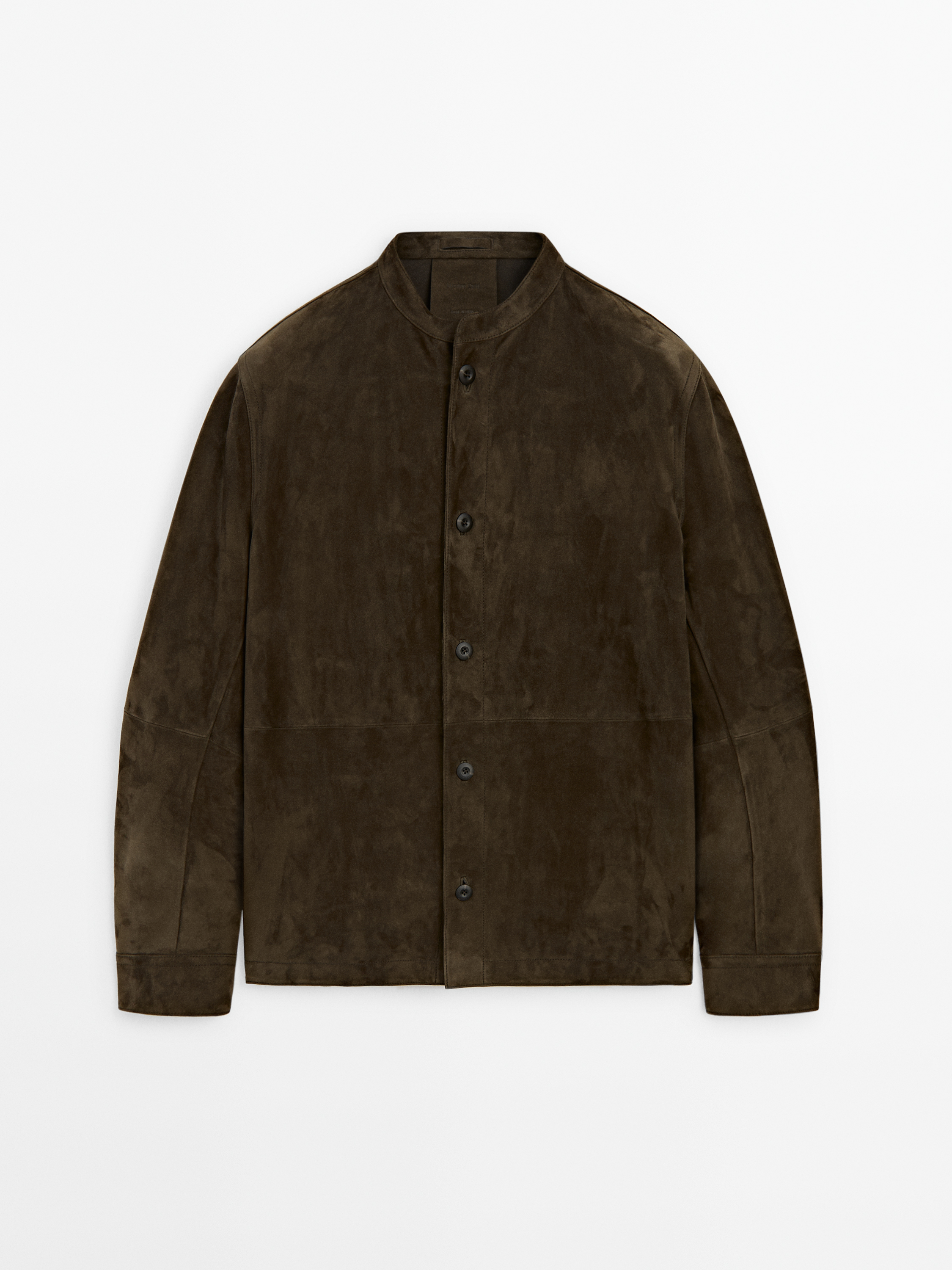 Mao collar shirt suede leather_1