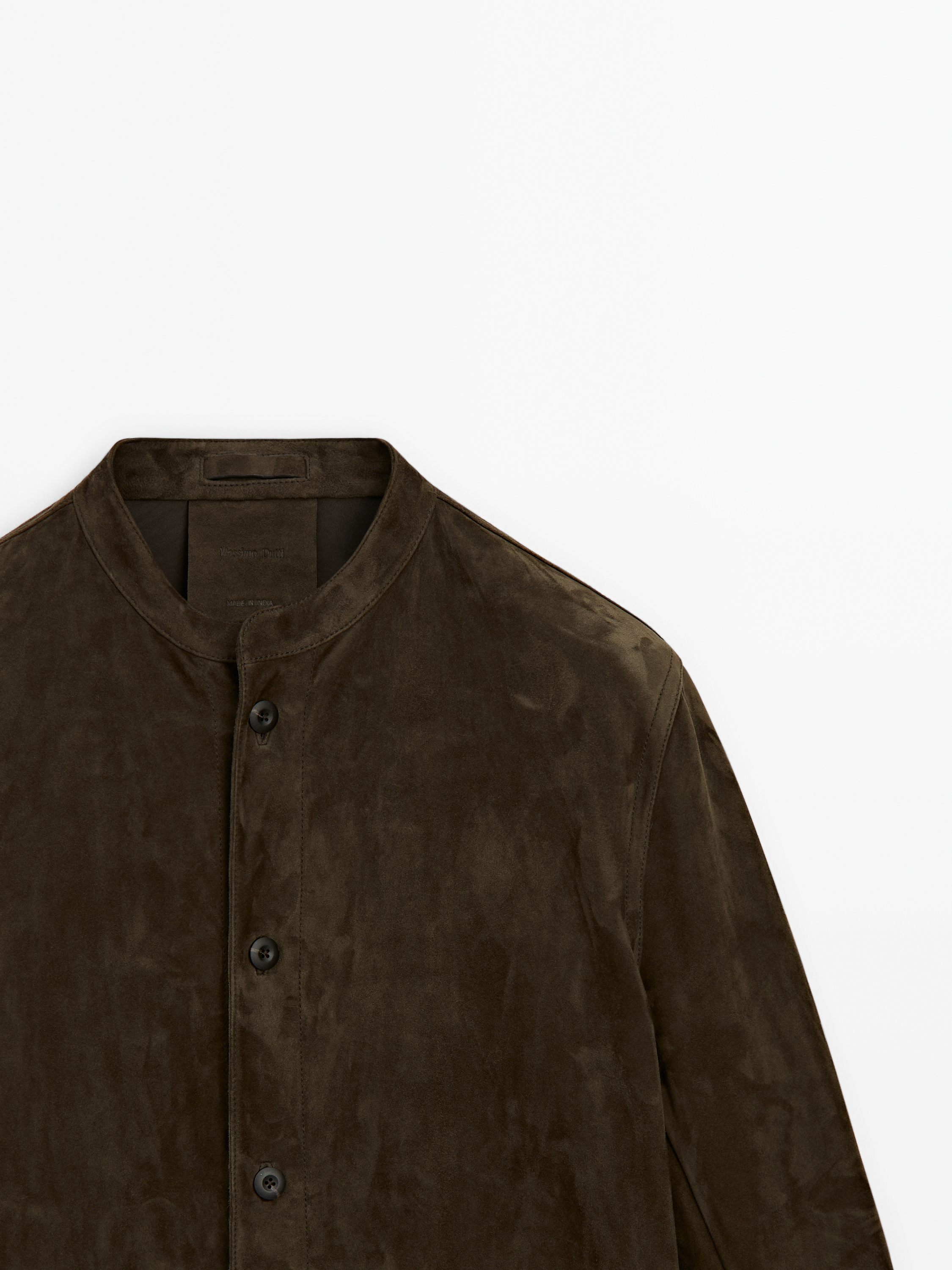 Mao collar shirt suede leather_3