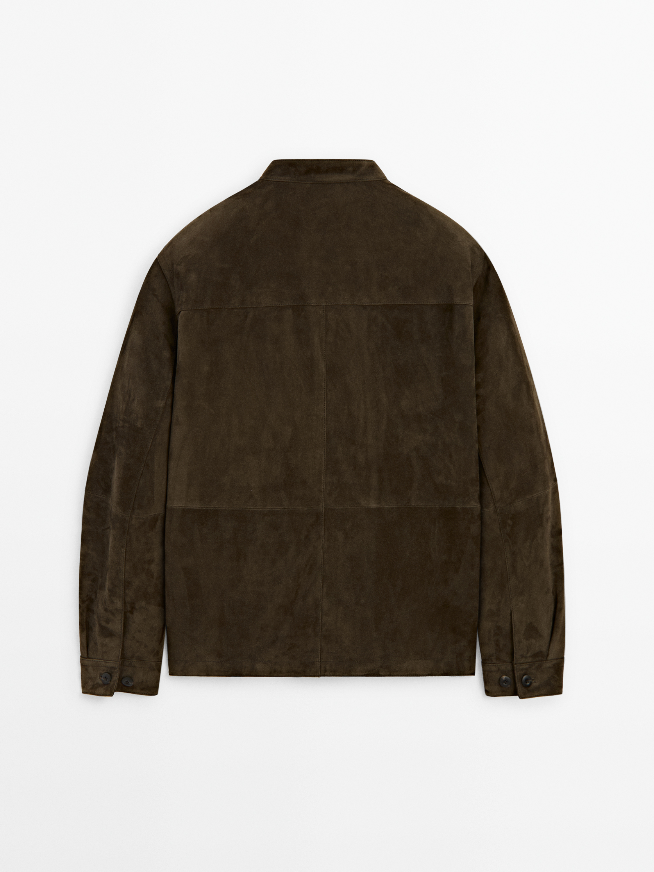 Mao collar shirt suede leather_5