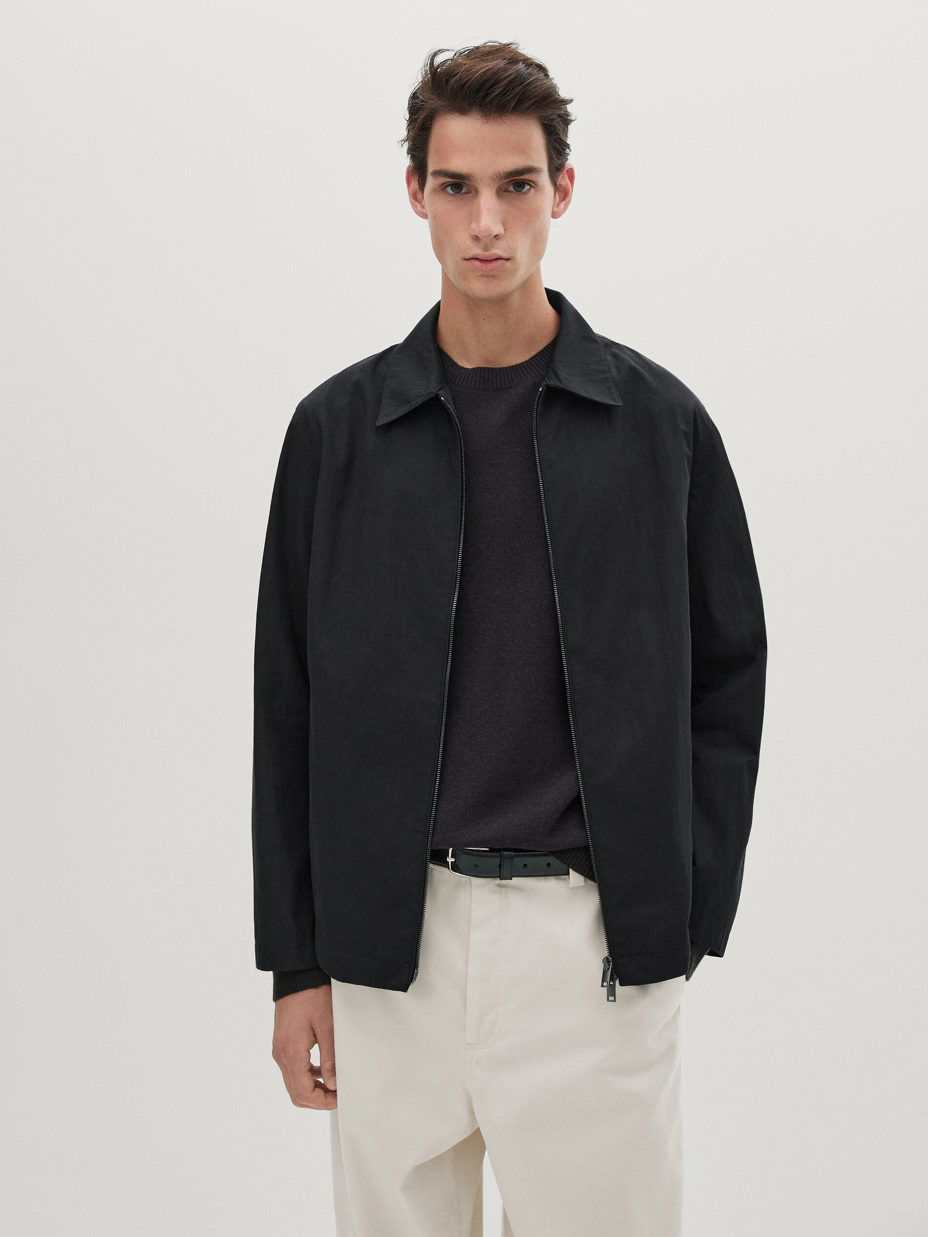 Serge-Jacke mit Reißverschluss · Marineblau, Steinfarbe · Mäntel  