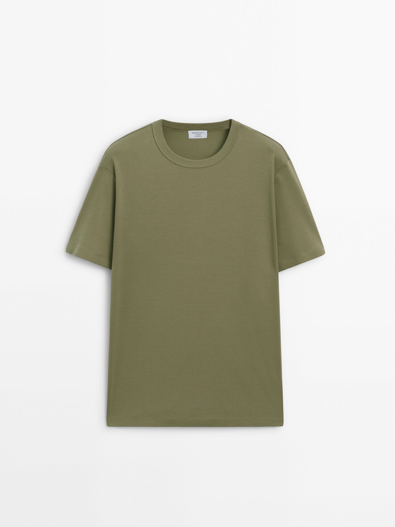 Shop Massimo Dutti T-shirt Baumwolle Kurzarm -studio In Grün Billardgrün