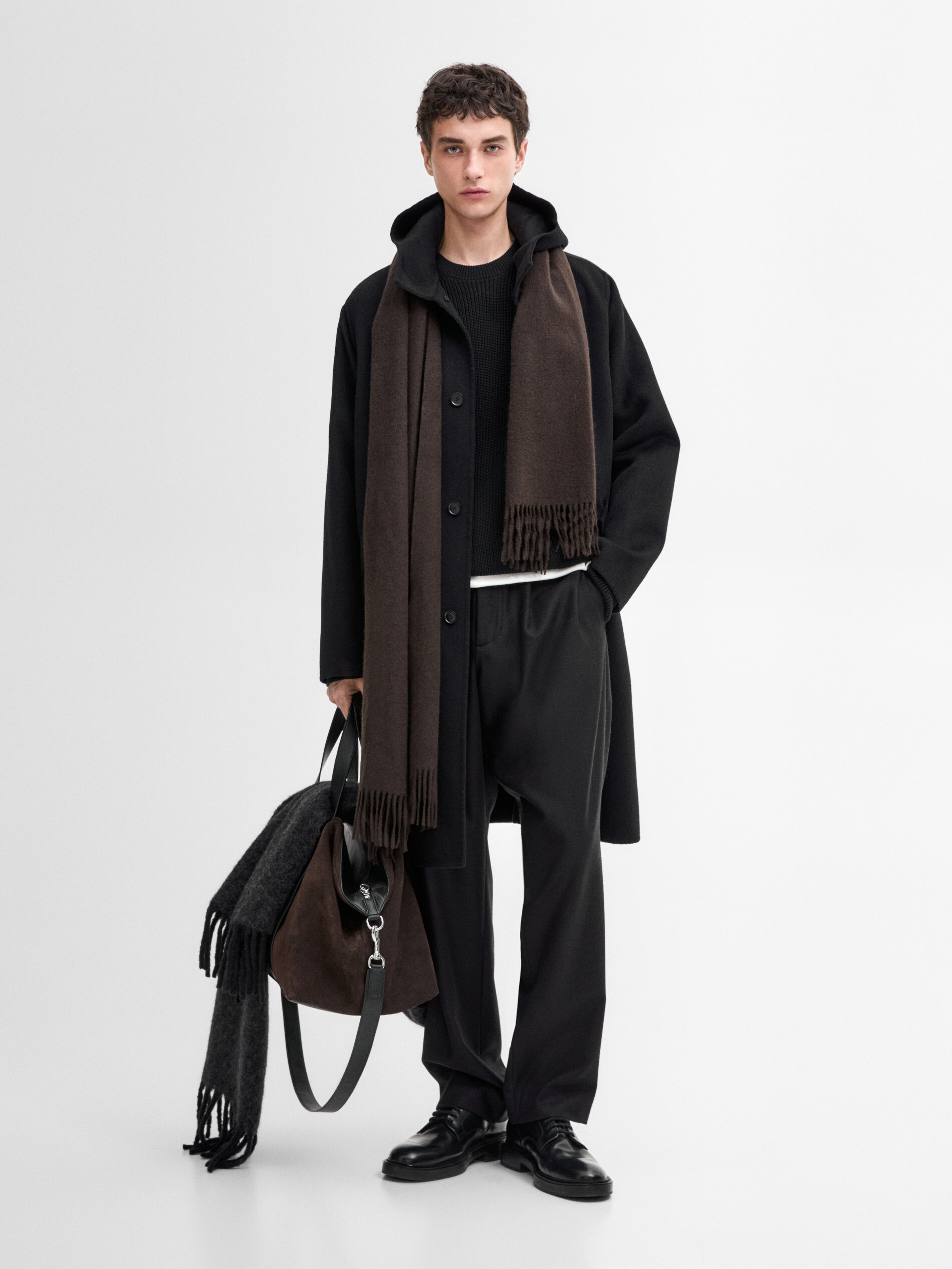 Double faced parka style wool blend coat Studio Black Coats And Jackets Massimo Dutti