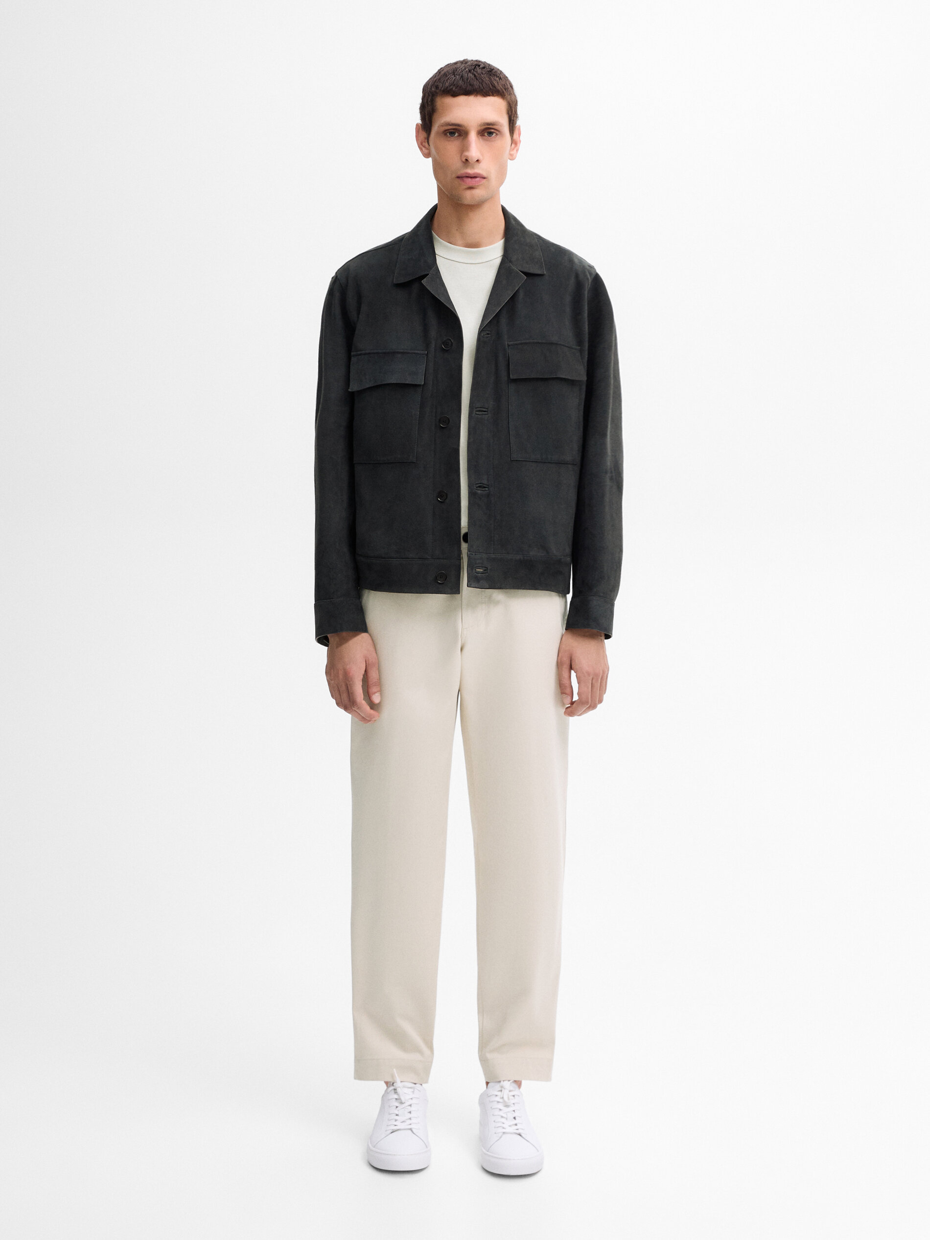 Jacke Wildleder Taschen · Grau · Röcke | Massimo Dutti