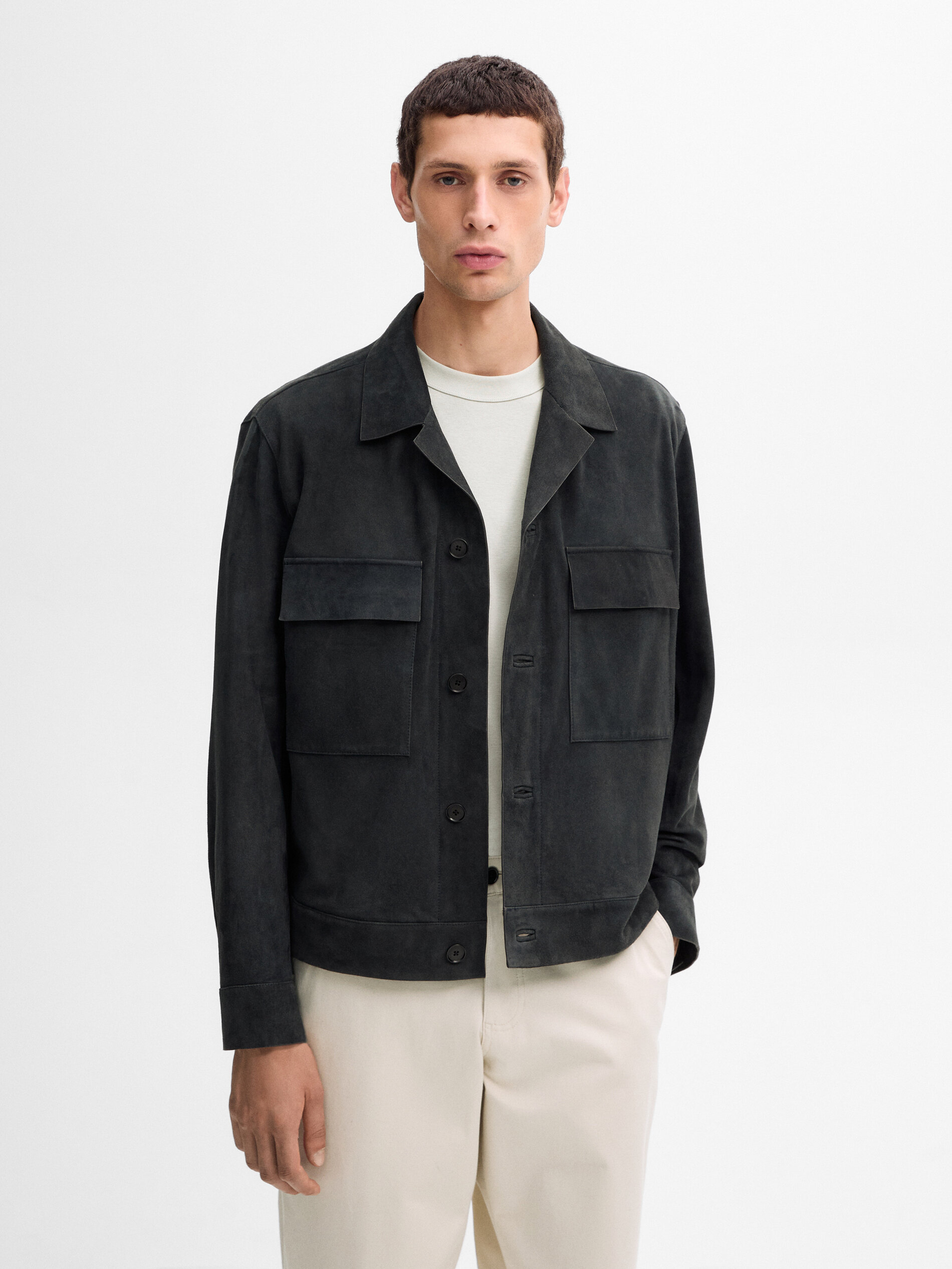 Jacke Wildleder Taschen · Grau · Röcke | Massimo Dutti