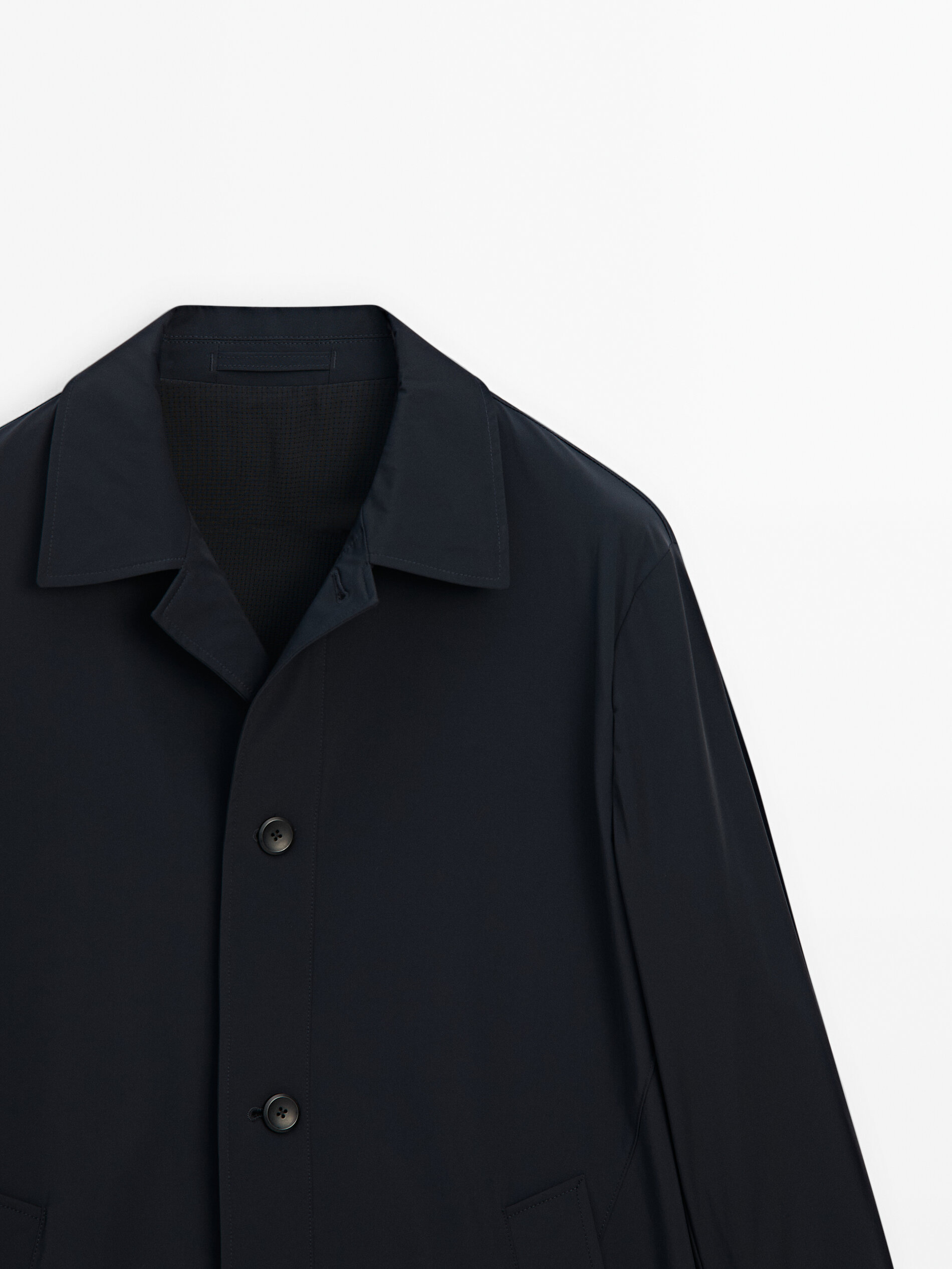Smart trench coat with cuff tab detail · Navy Blue · Coats And 