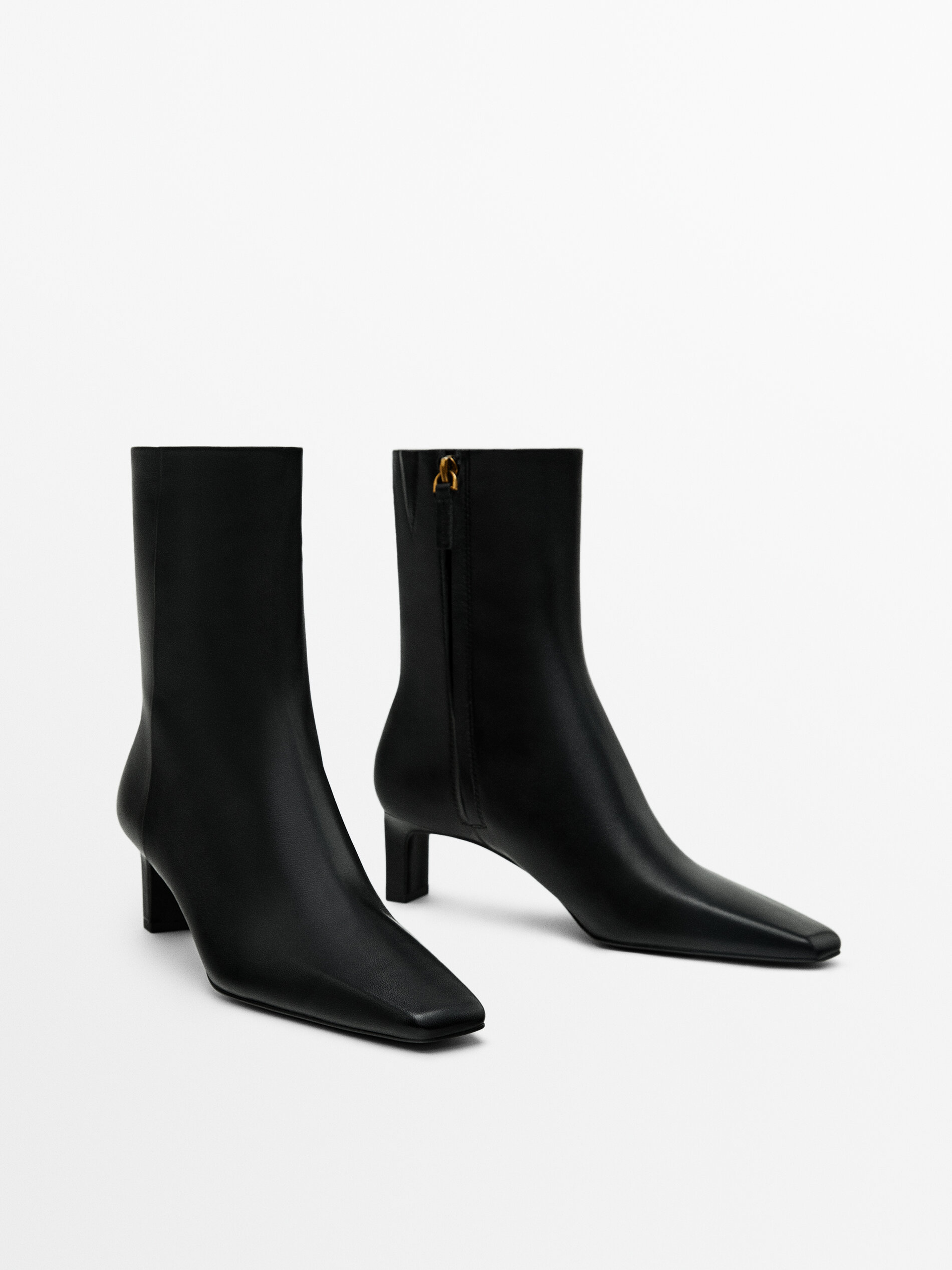 Massimo dutti black leather boots deals