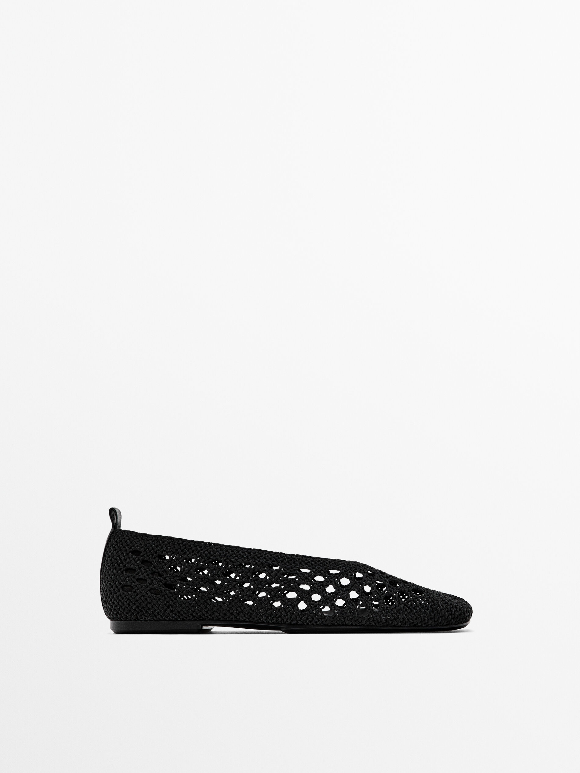 Braided fabric ballet flats Black Flat Shoes Massimo Dutti