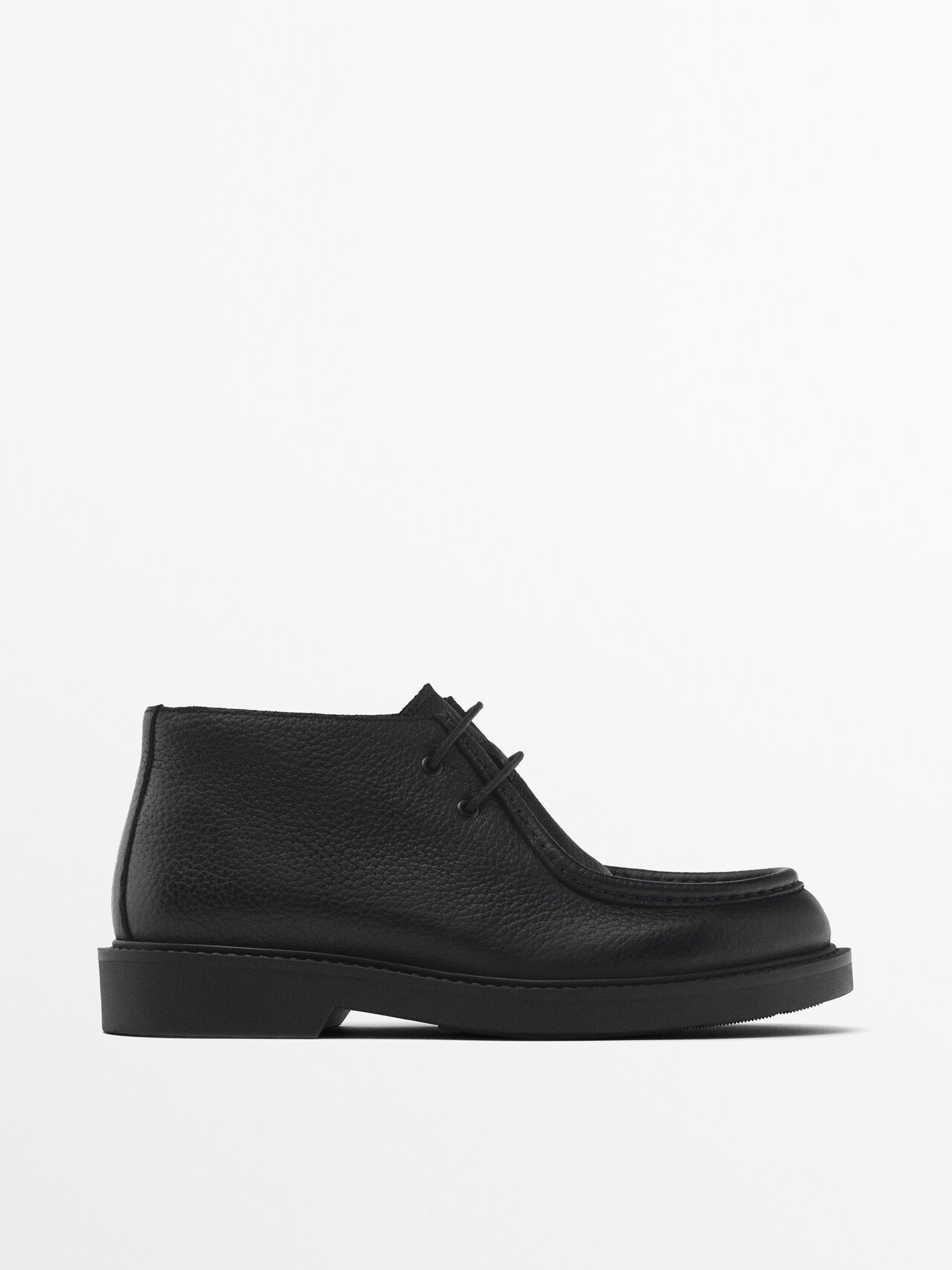 Shop Massimo Dutti Stiefeletten Aus Leder Mit Wulstnaht In Schwarz