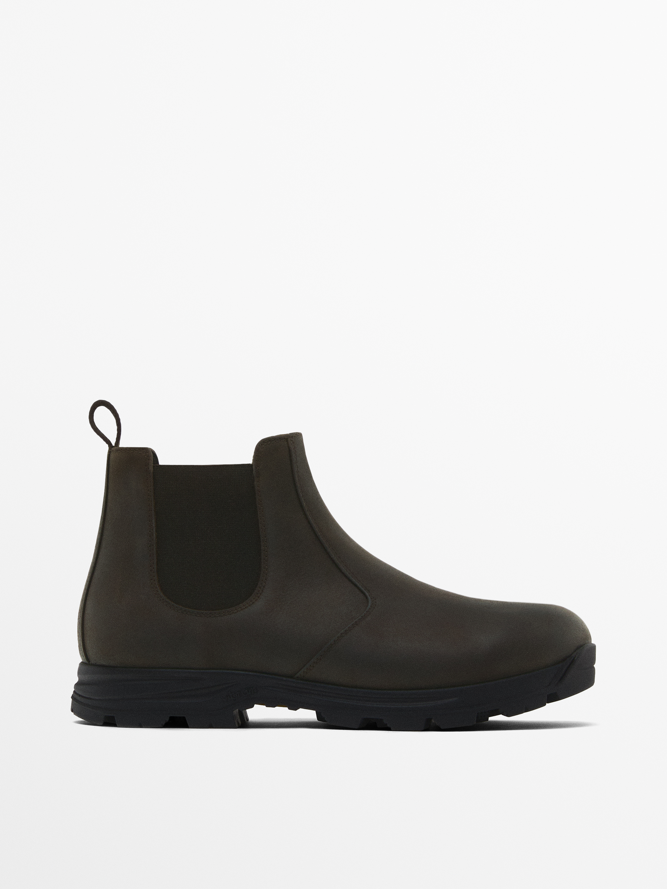 Leather sock ankle boots with vibram® detail