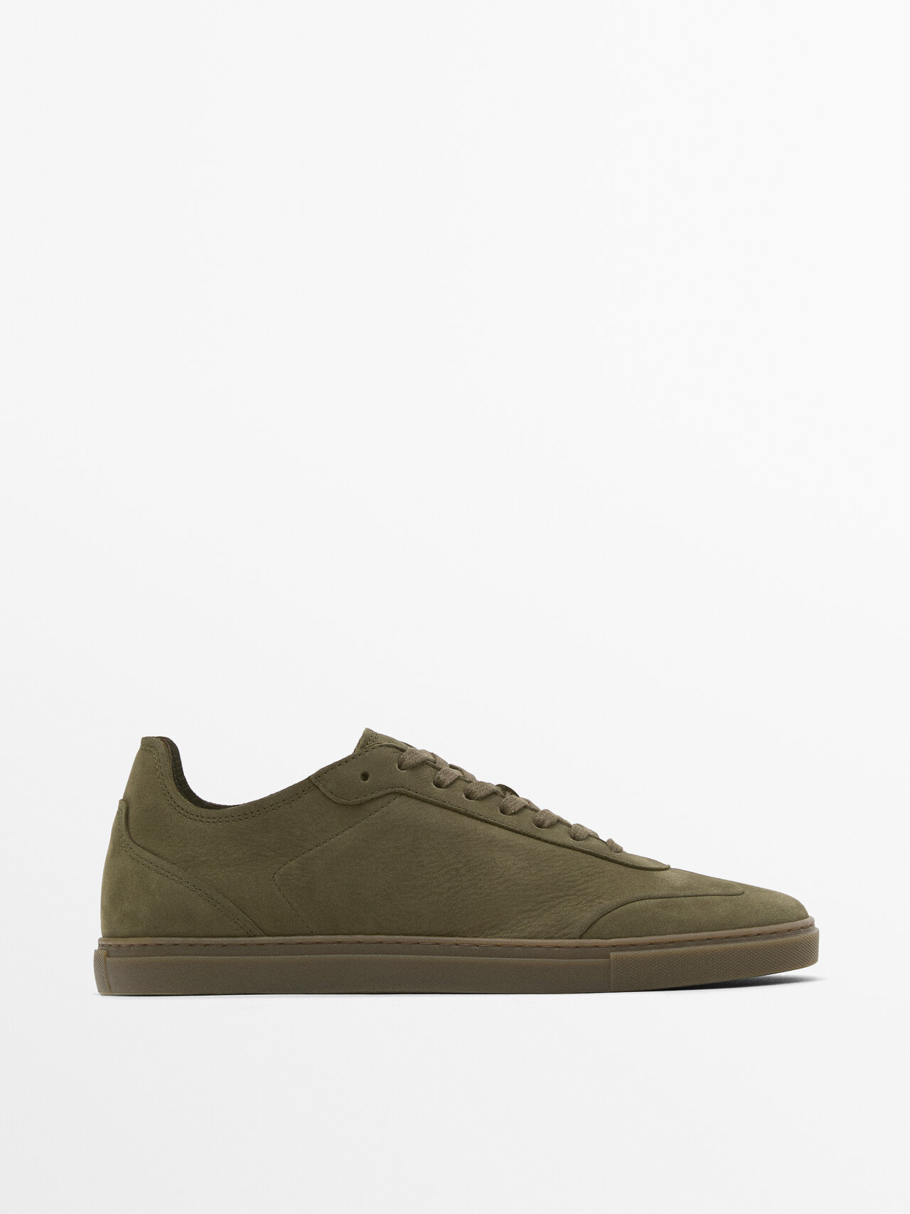 Shop Massimo Dutti Sneaker Aus Nubukleder In Khaki