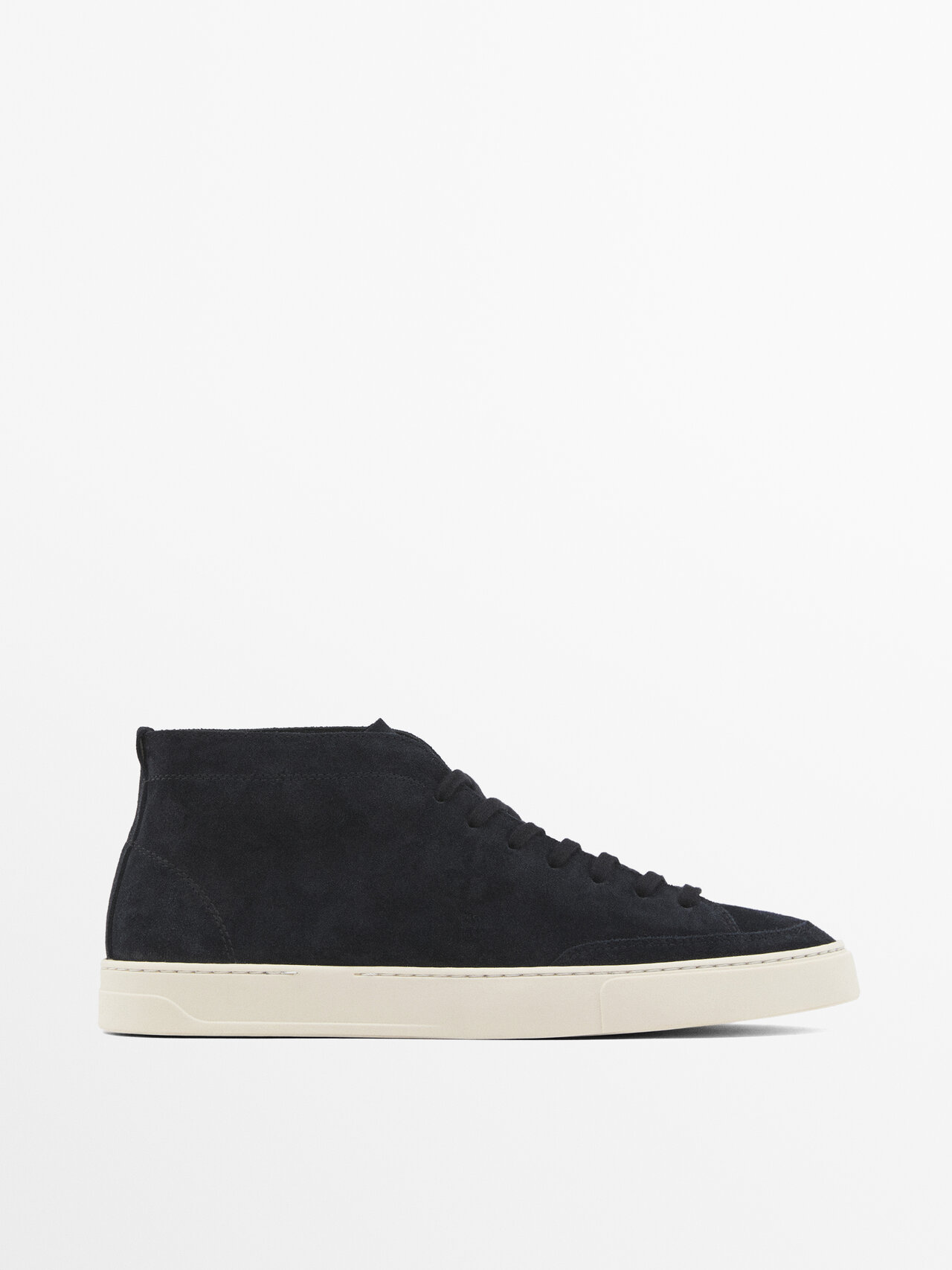 Massimo Dutti Hohe Sneaker Aus Rauleder In Black