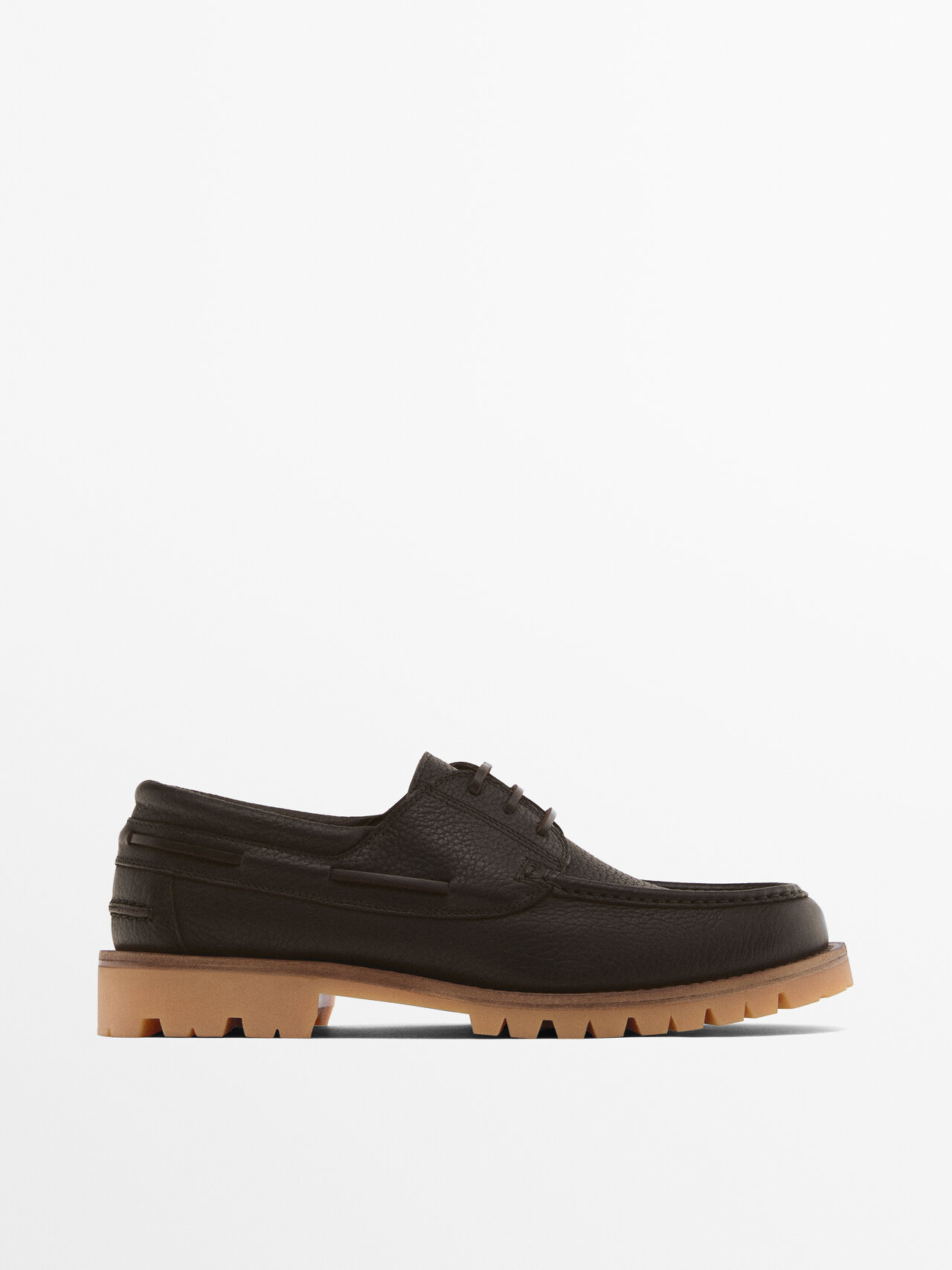 Massimo Dutti Segelschuhe Aus Nappaleder Mit Vibram-laufsohle In Black