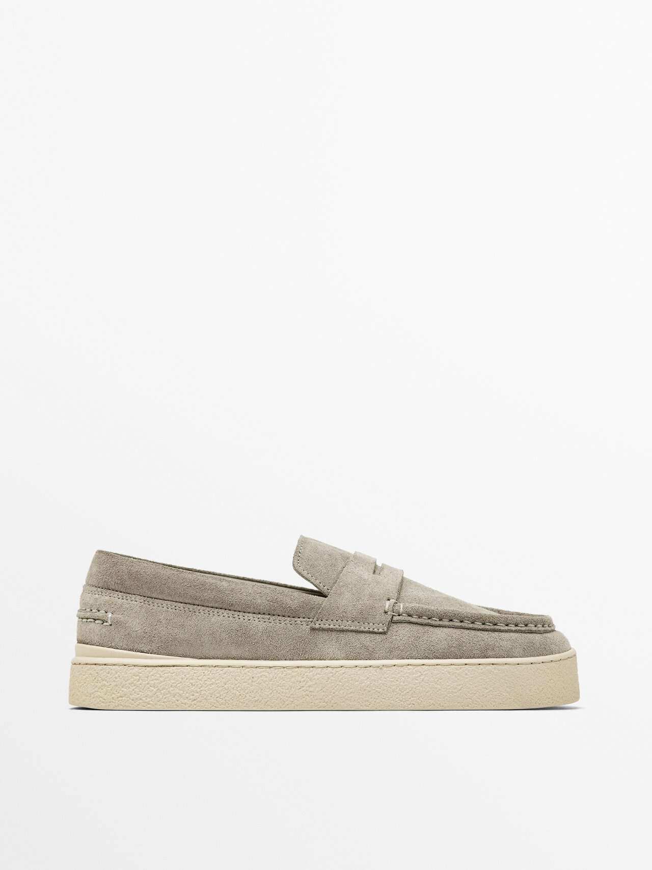 Shop Massimo Dutti Mokassins Rauleder Loafer Rauleder In Grau