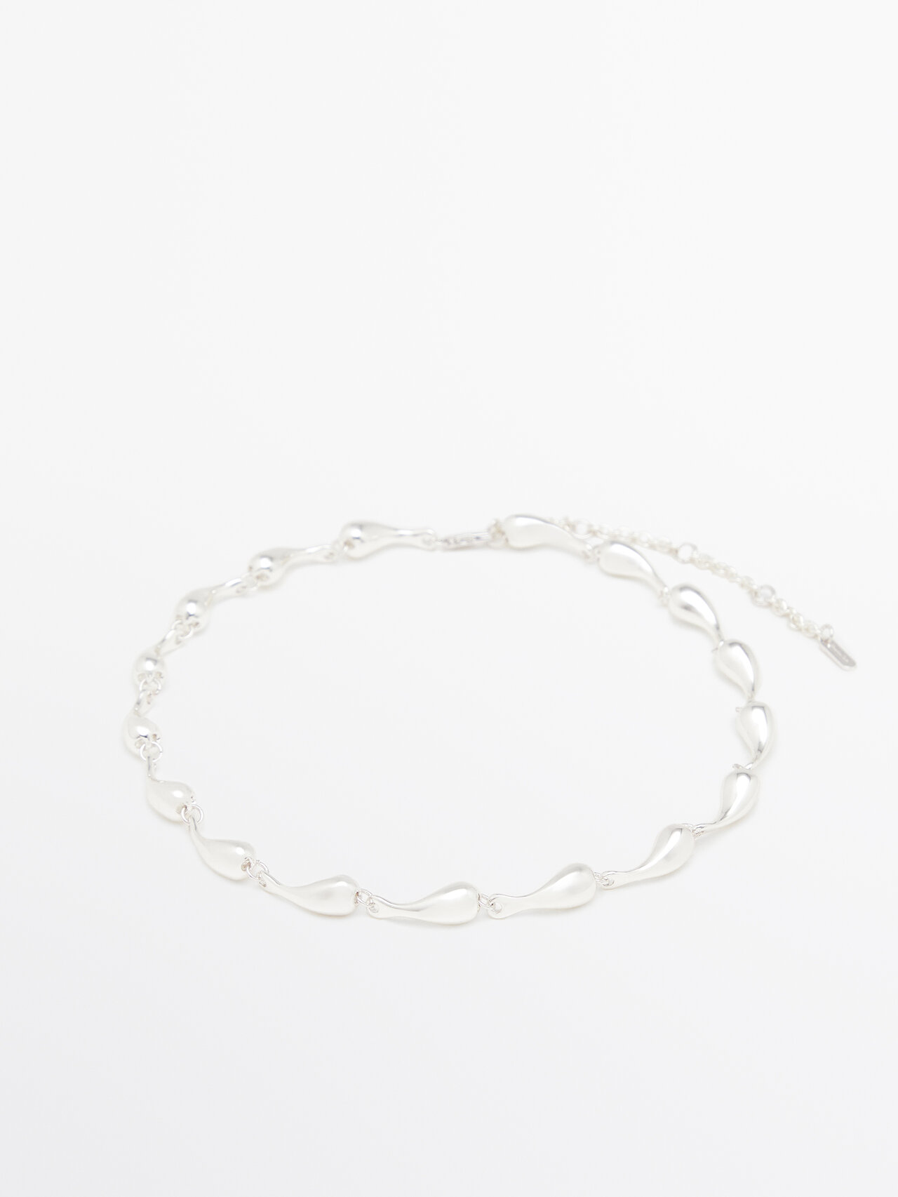 Massimo Dutti Necklace With Teardrop Pieces In Silver