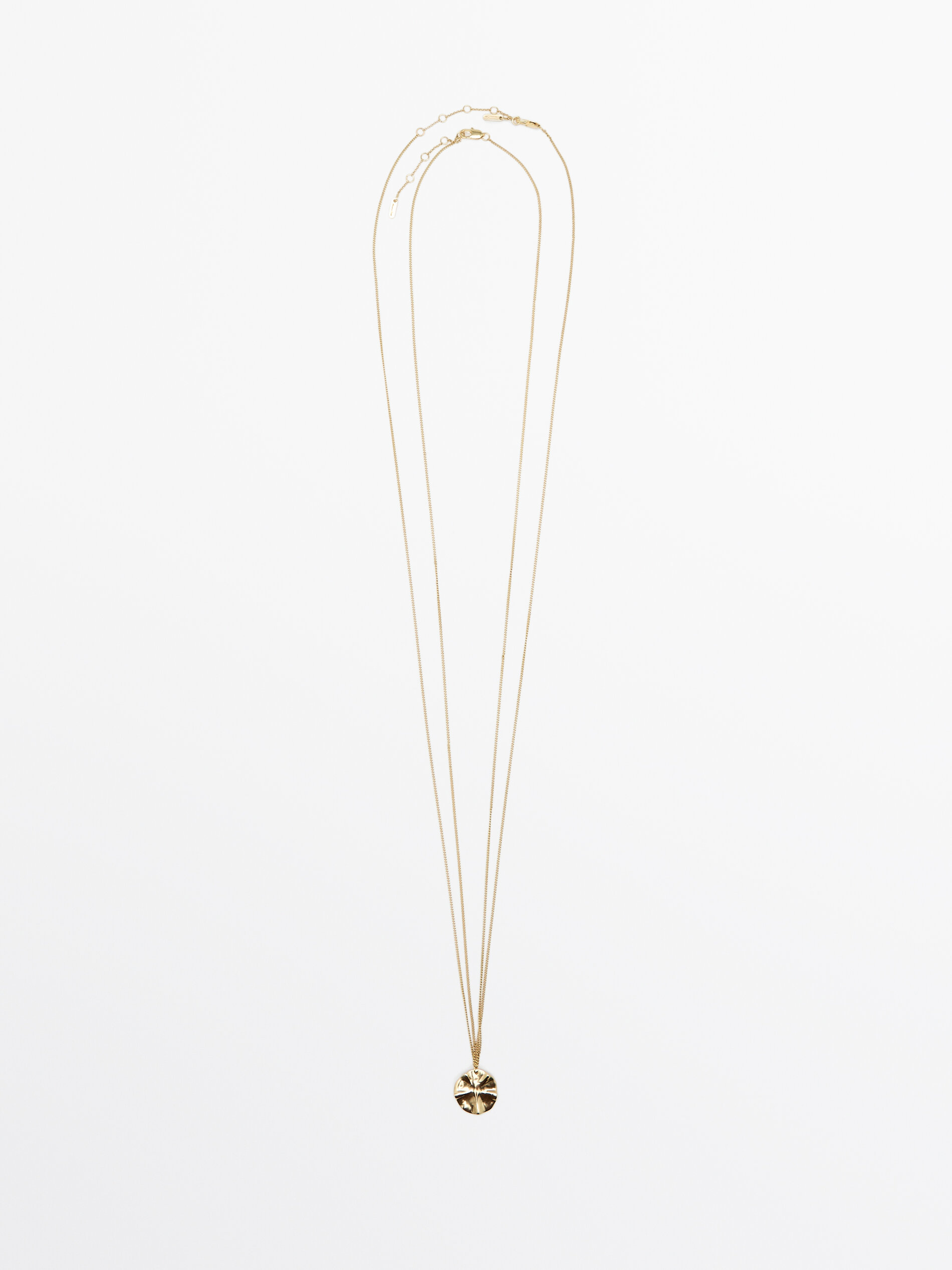 Long necklace with textured piece detail · Golden · Accessories