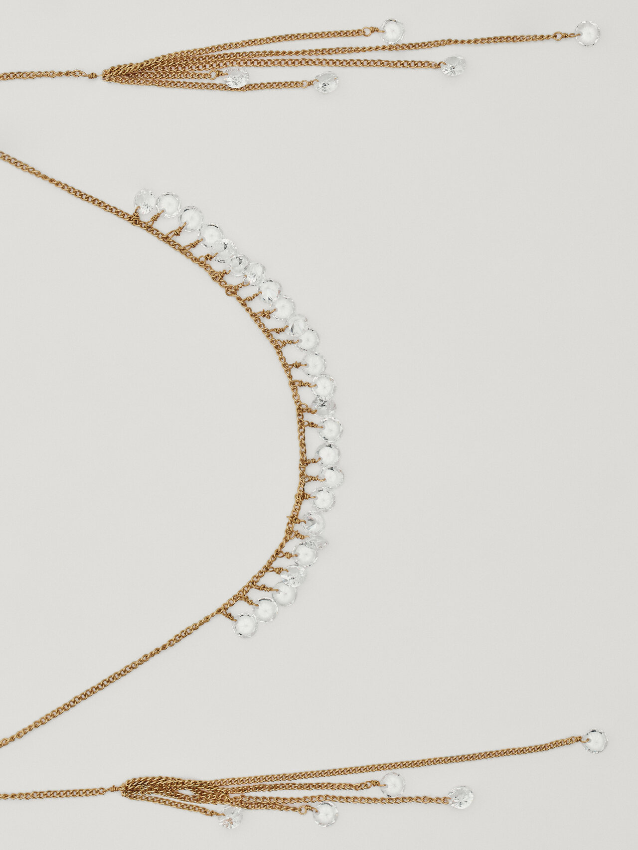 Shop Massimo Dutti Long Necklace With Zirconia Detail In Golden