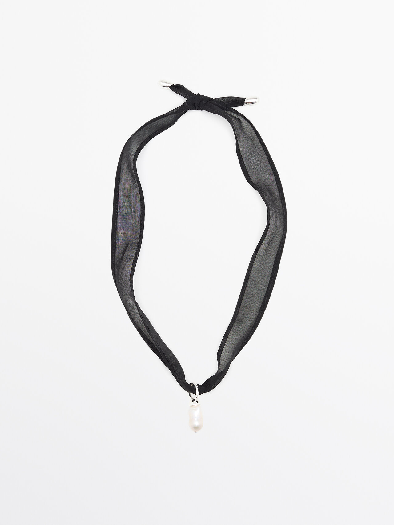 Massimo Dutti Tie Necklace With Piece Detail In Black