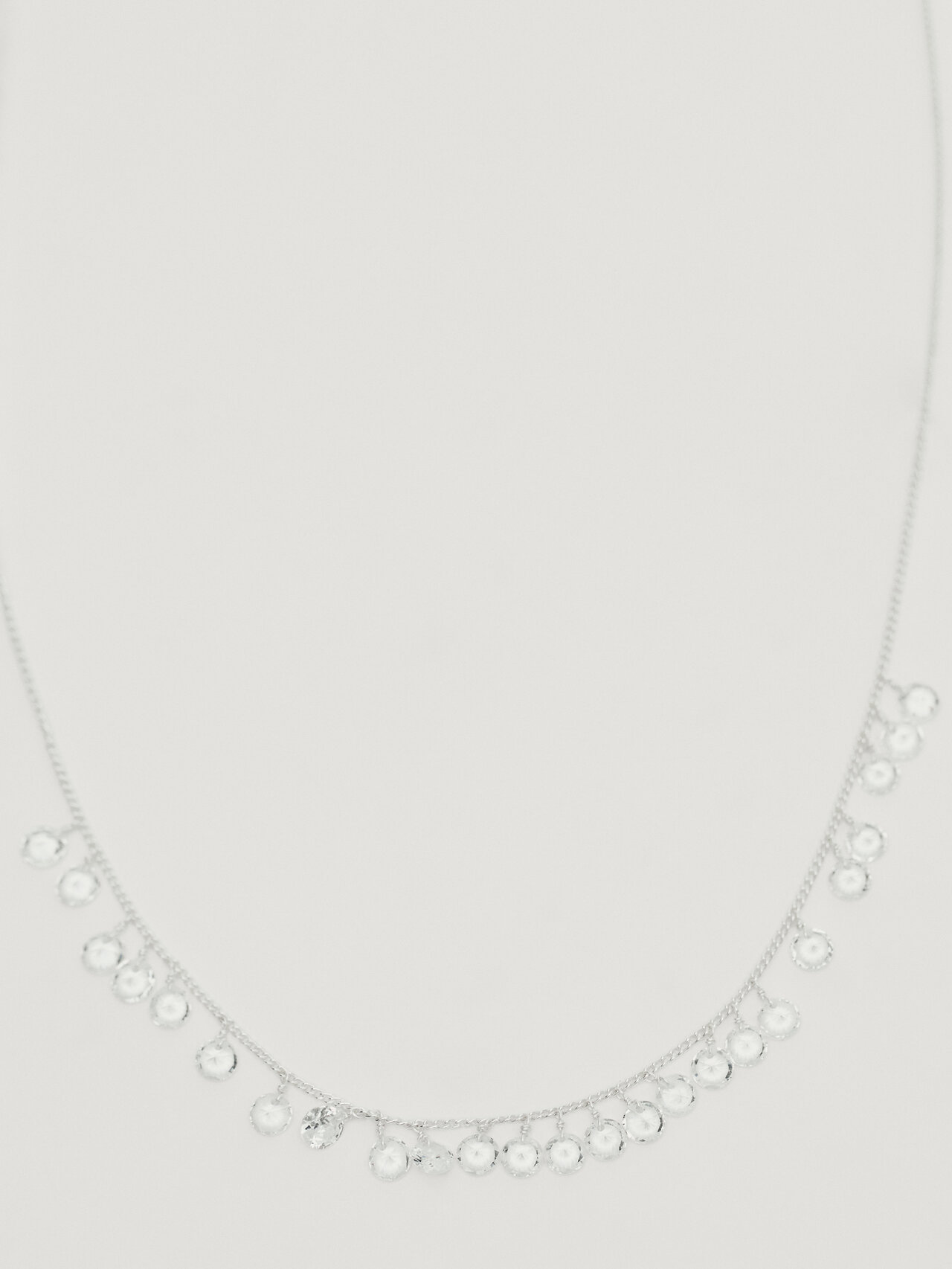 Massimo Dutti Necklace With Zirconia Detail In Silver