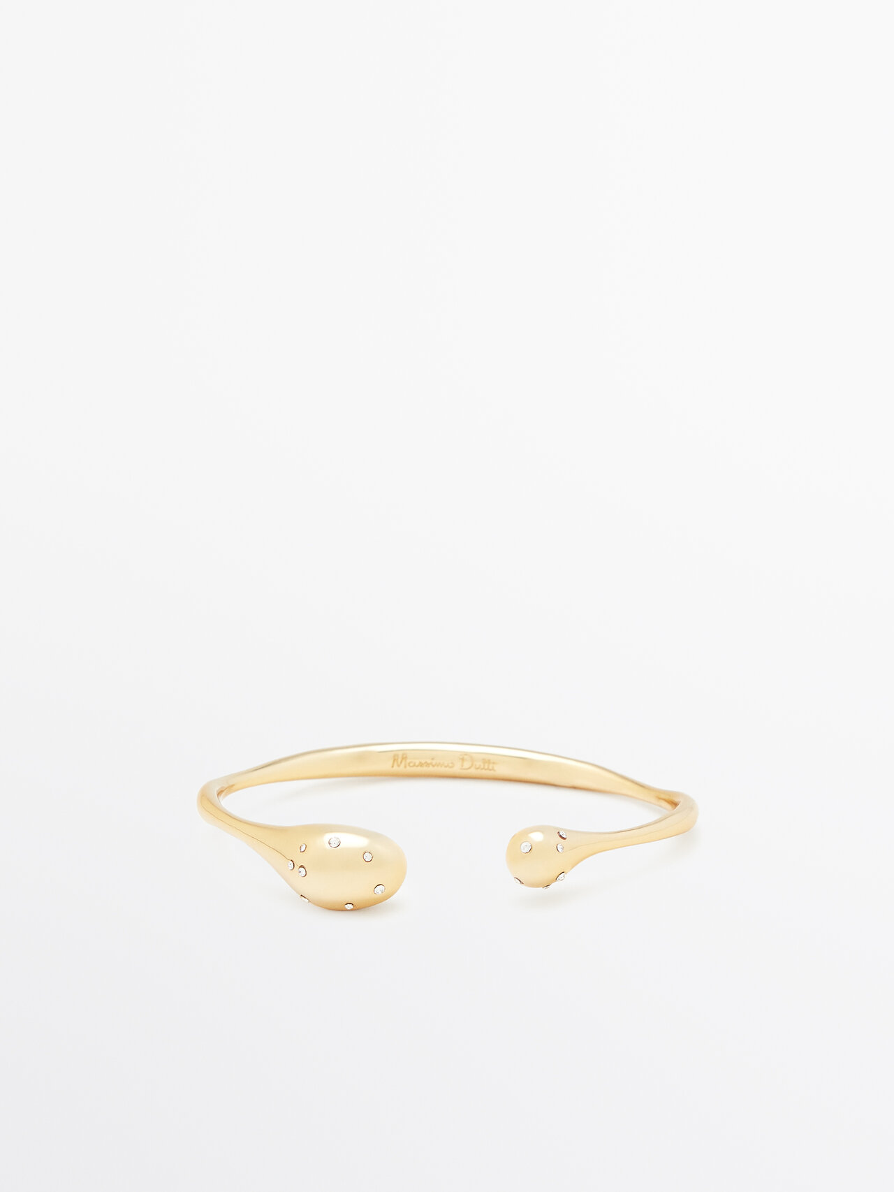 Massimo Dutti Rigid Bracelet With Rhinestone-encrusted Droplets In Golden
