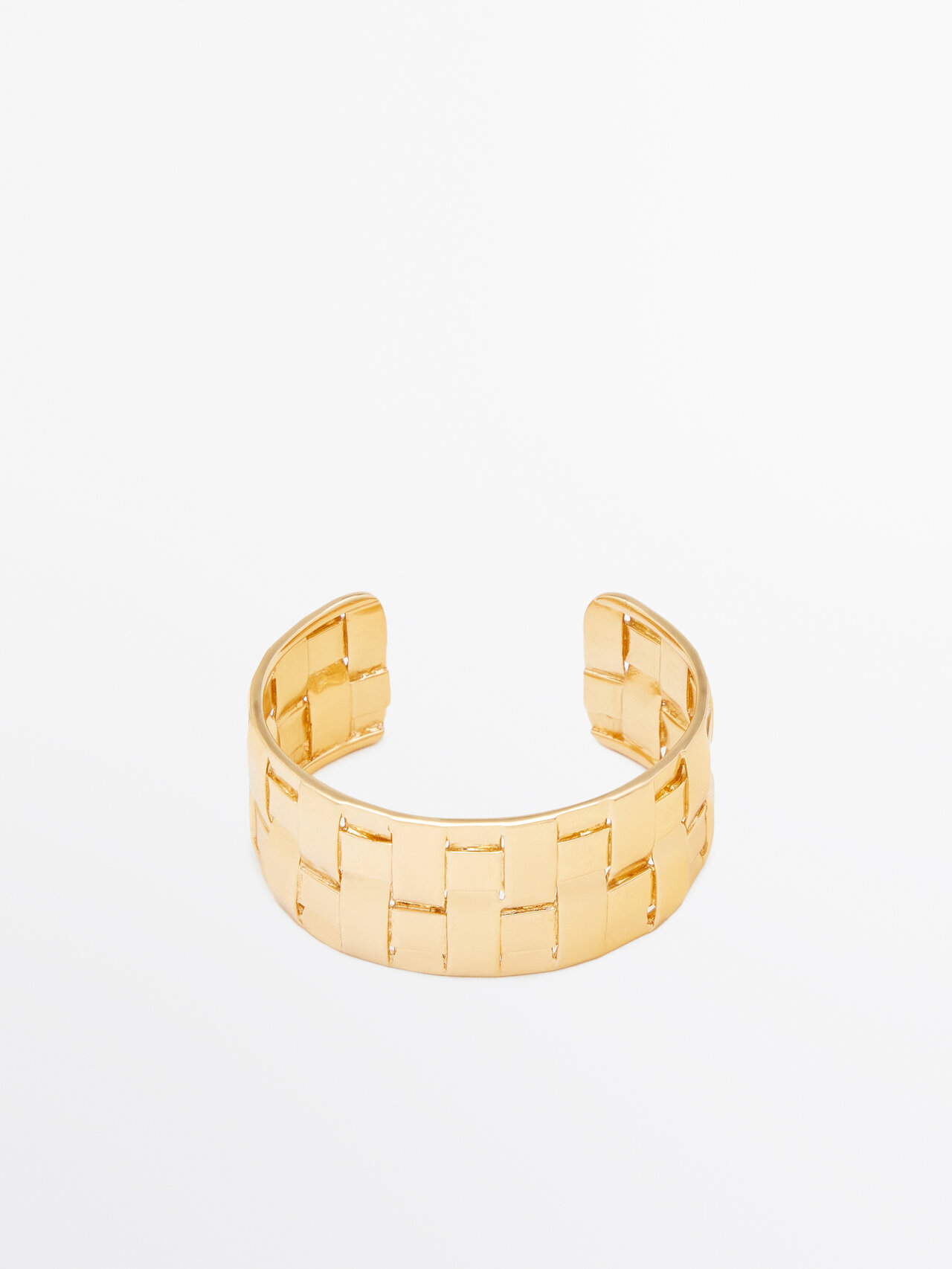 Massimo Dutti Open Rigid Plaited Bracelet In Gold