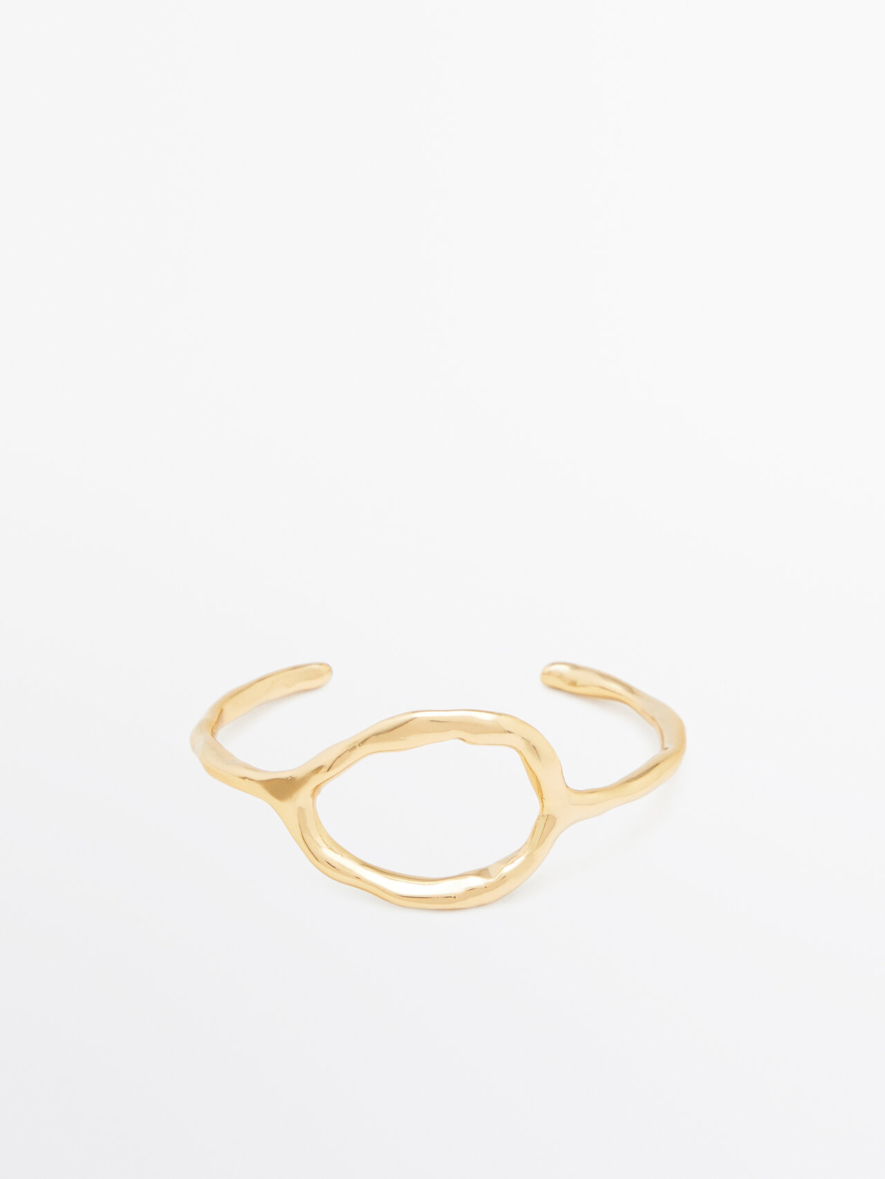 Shop Massimo Dutti Rigid Open Bracelet With Textured Detail In Golden