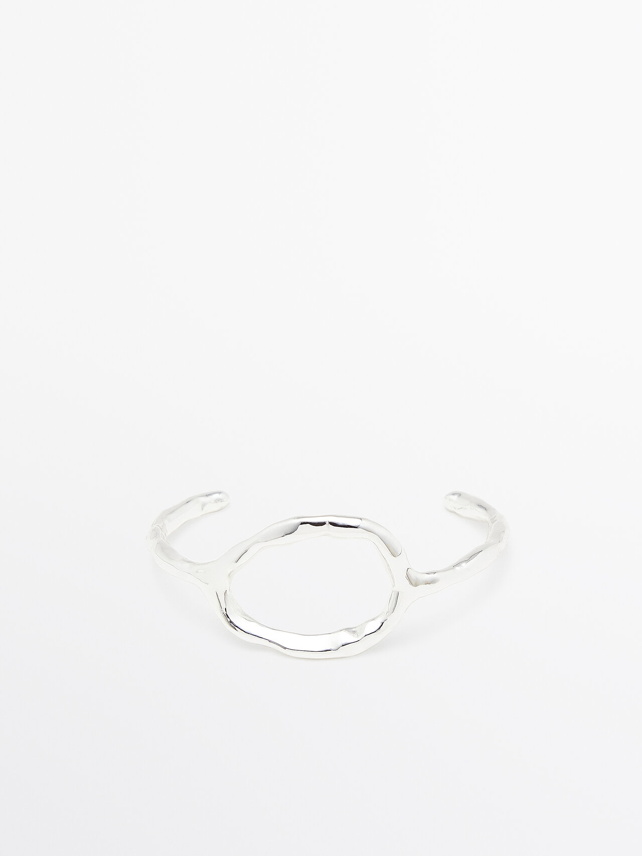 Shop Massimo Dutti Rigid Open Bracelet With Textured Detail In Silver