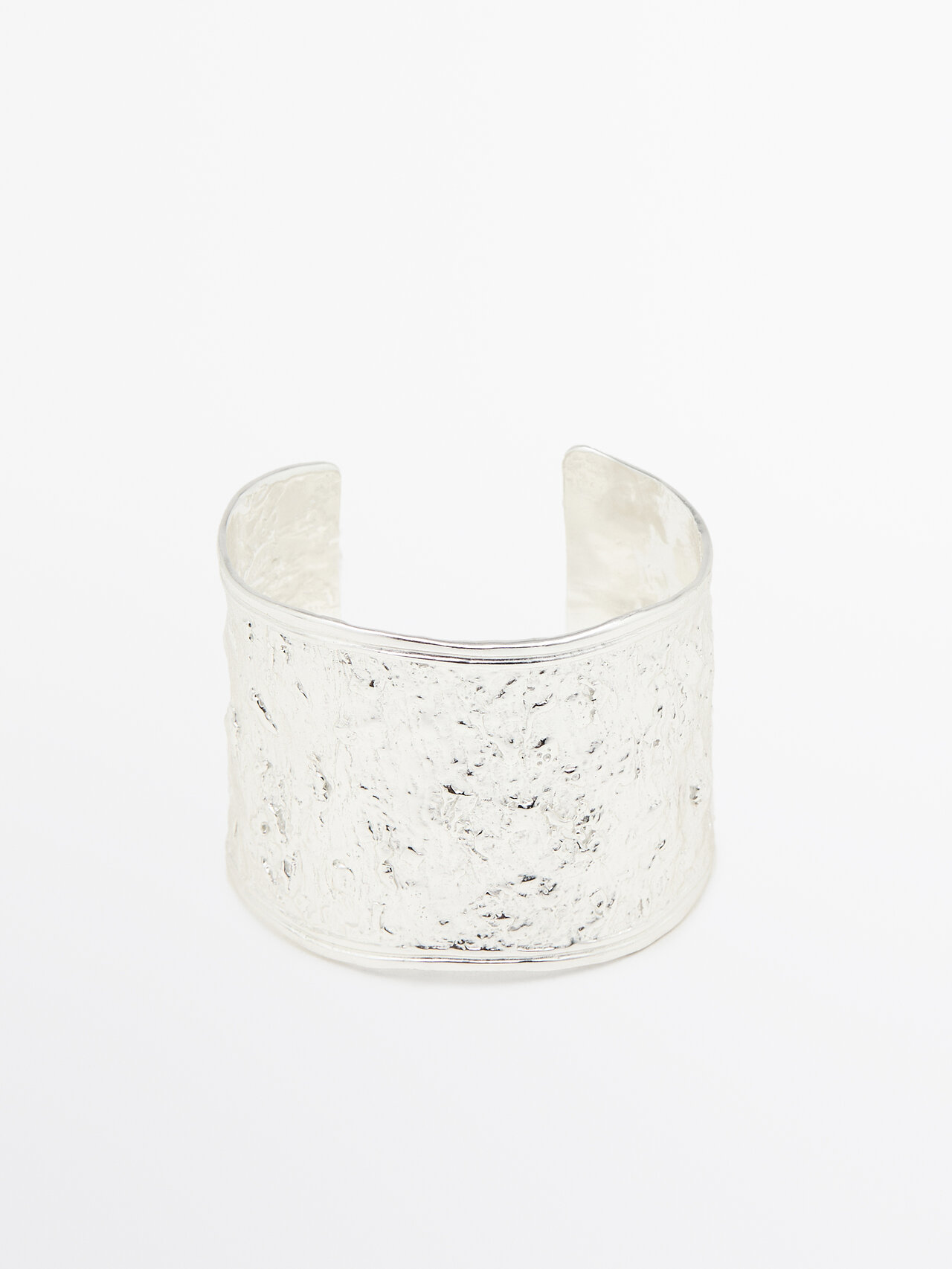 Massimo Dutti Textured Rigid Bracelet In Silver