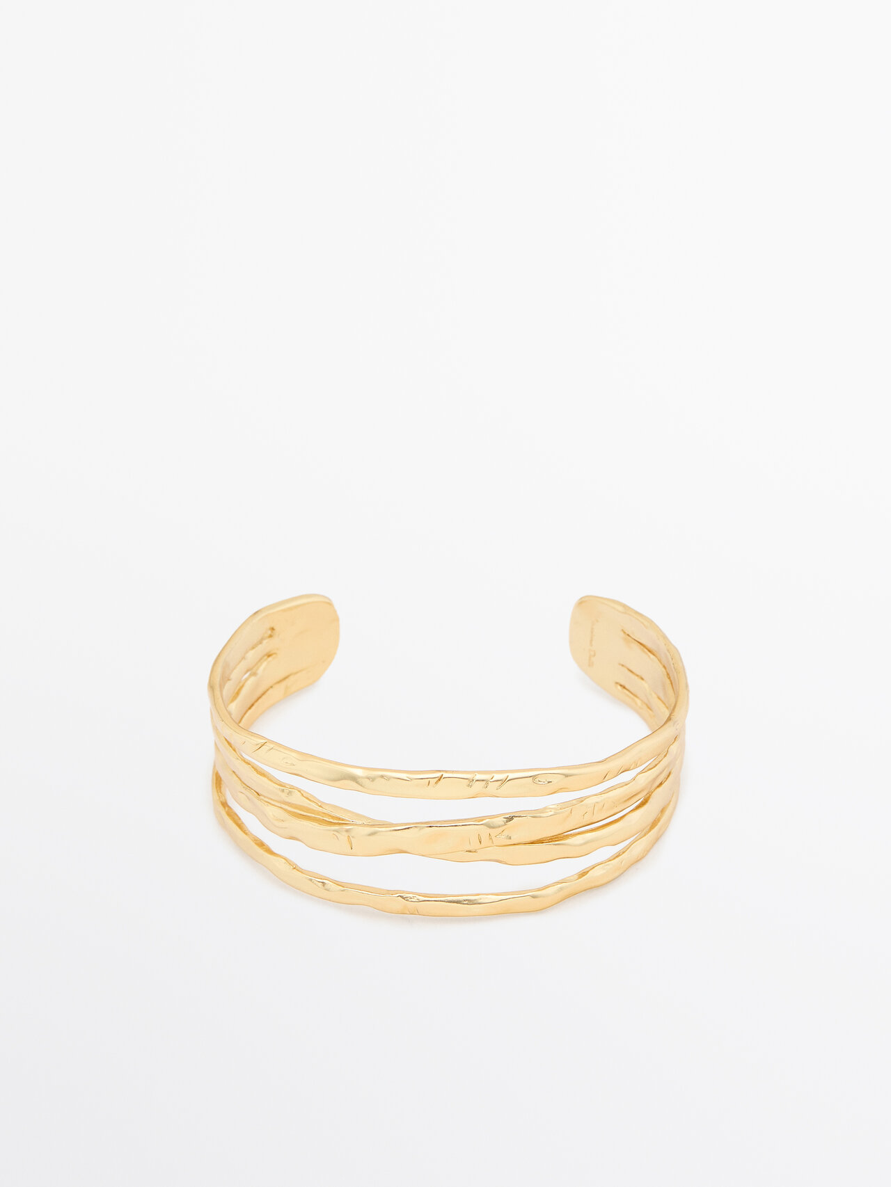 Shop Massimo Dutti Textured Rigid Bracelet In Golden