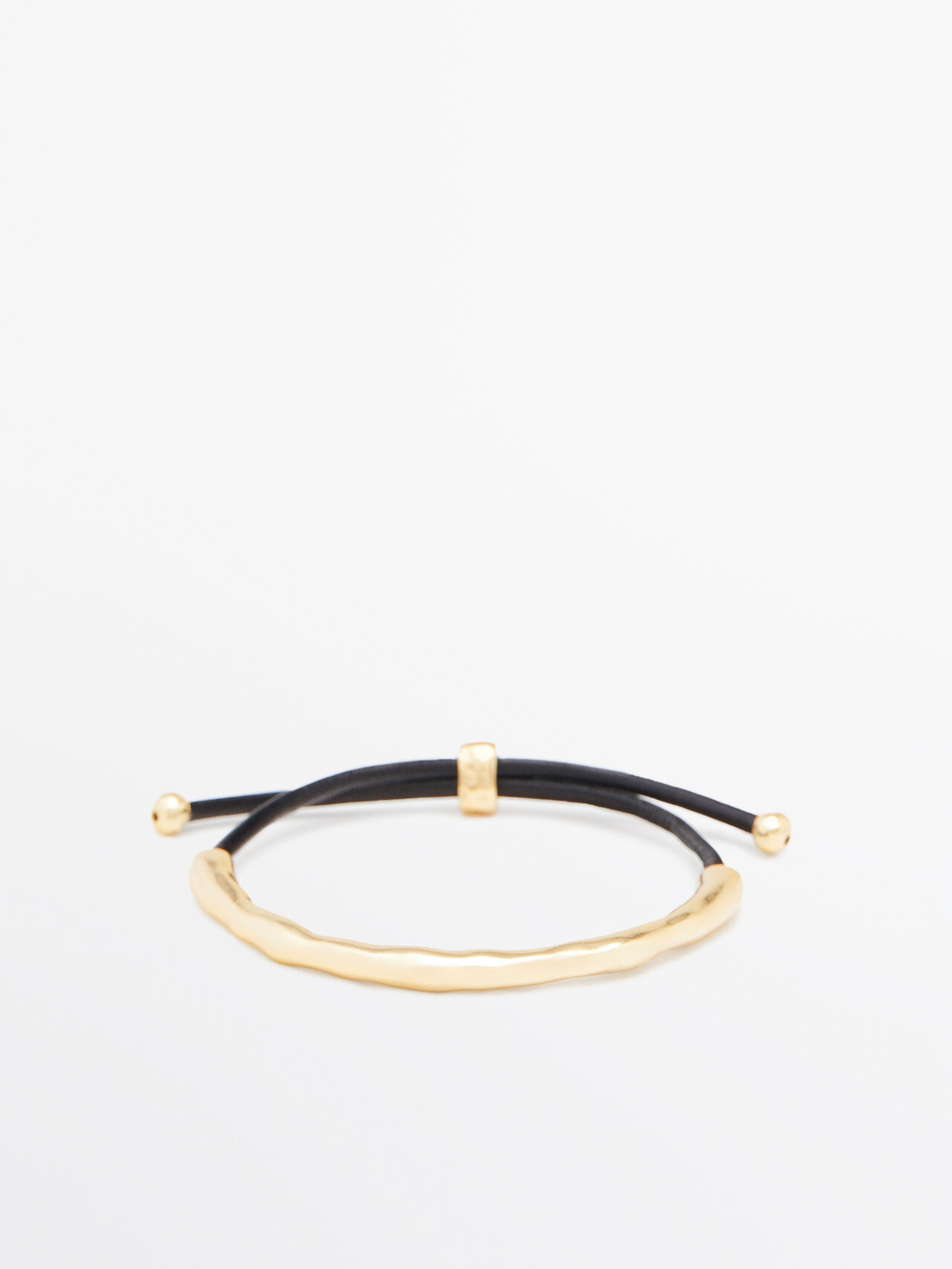 Shop Massimo Dutti Leather Bracelet With Textured Detail In Golden