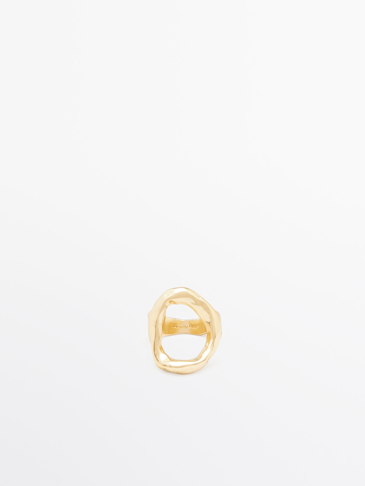 Massimo Dutti Ring With Textured Detail In Golden